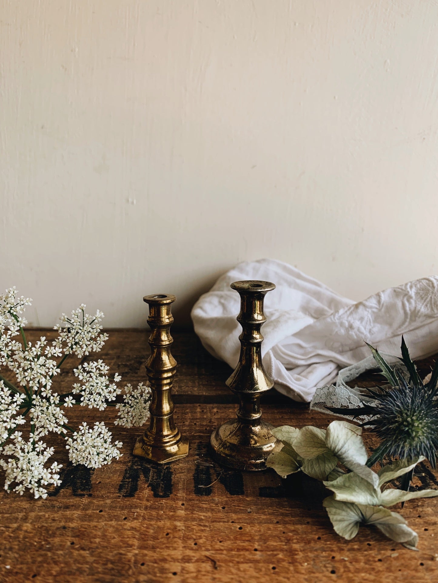 Vintage Brass Odd Candle Sticks