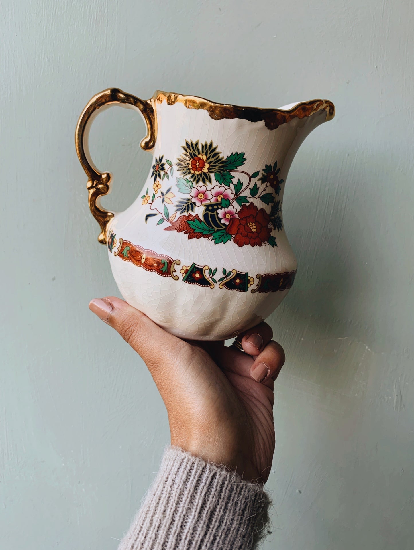 Antique Floral Gilt Vase ~ S&S