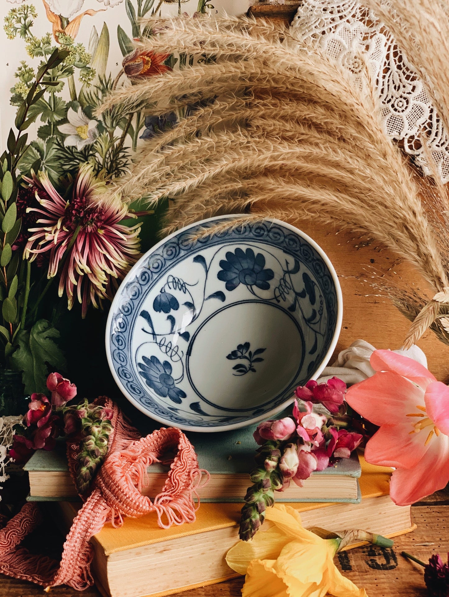 Vintage Blue & White Floral Bowl