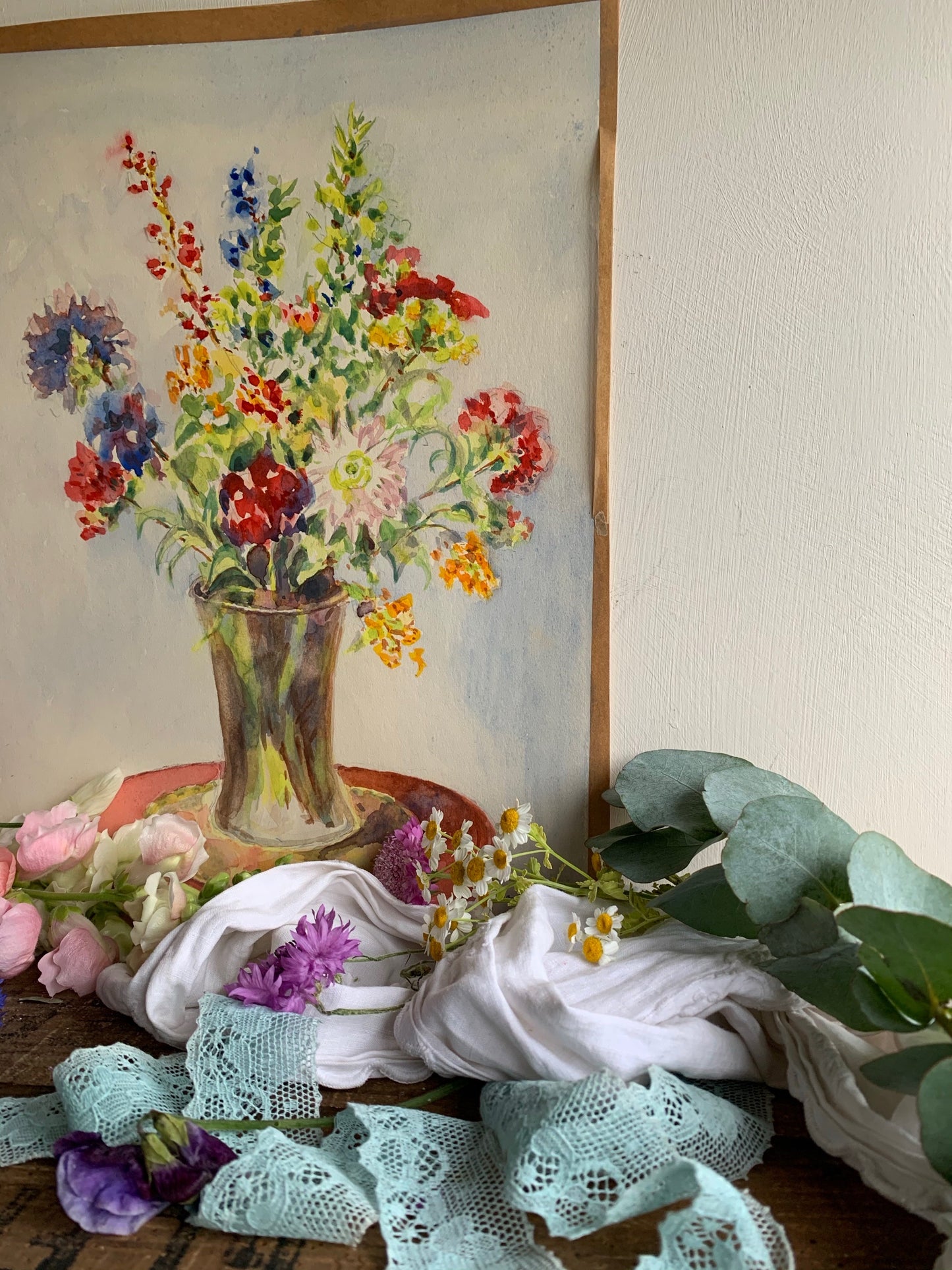 Vintage 1950’s Signed Floral Watercolour Painting