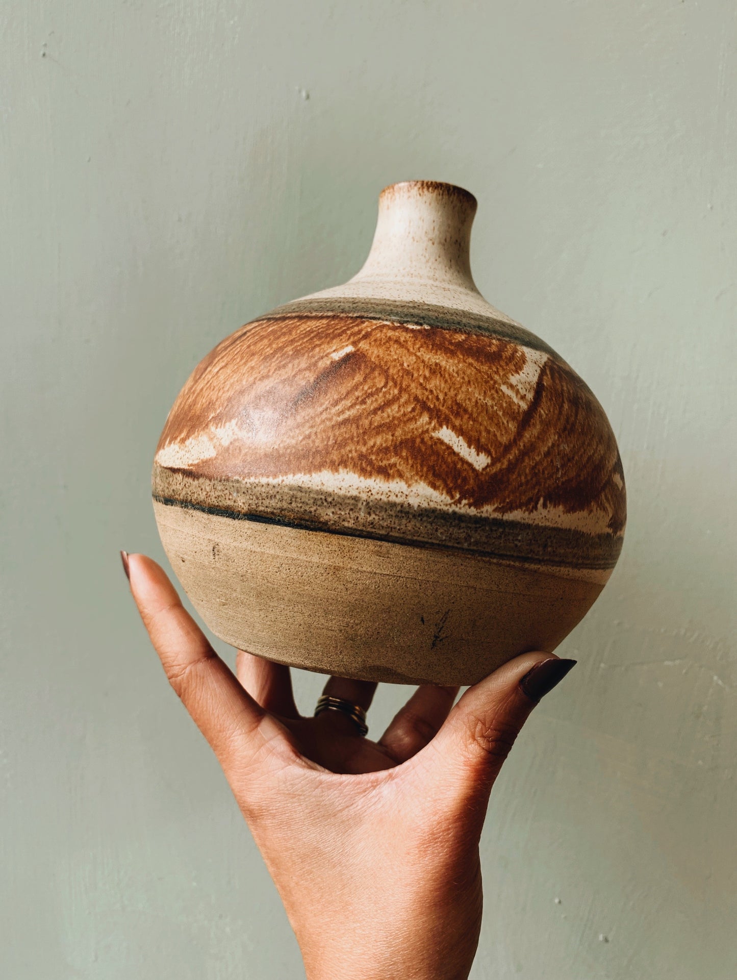 Hand~thrown Rustic Two Tone Vase