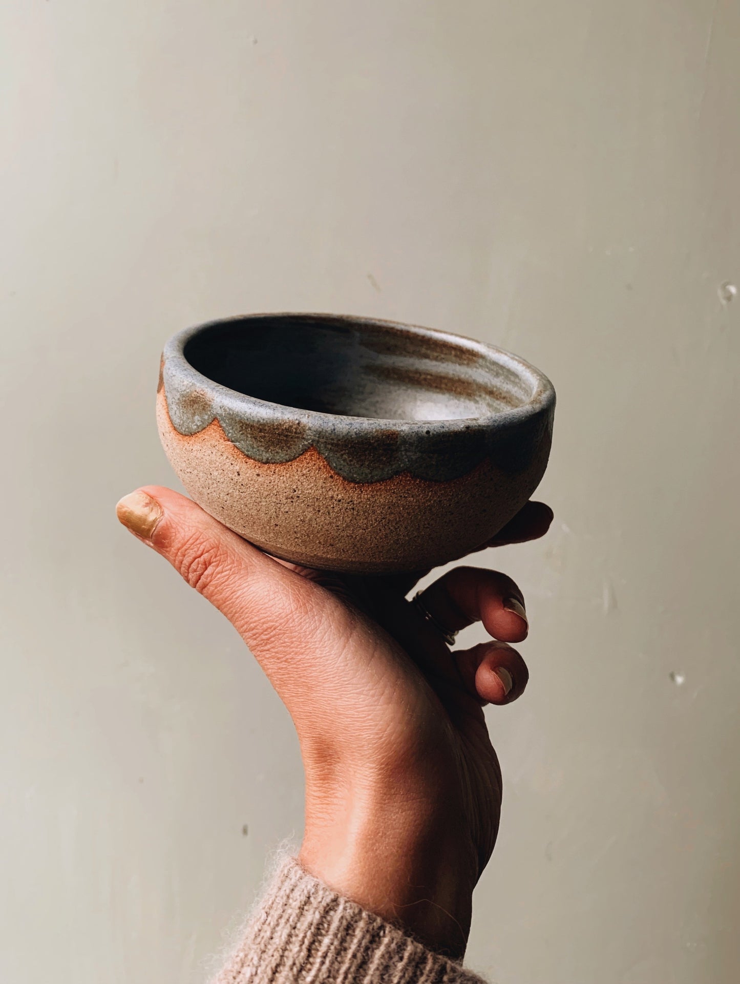 Rustic Hand~thrown Blue Drip Glaze Pot