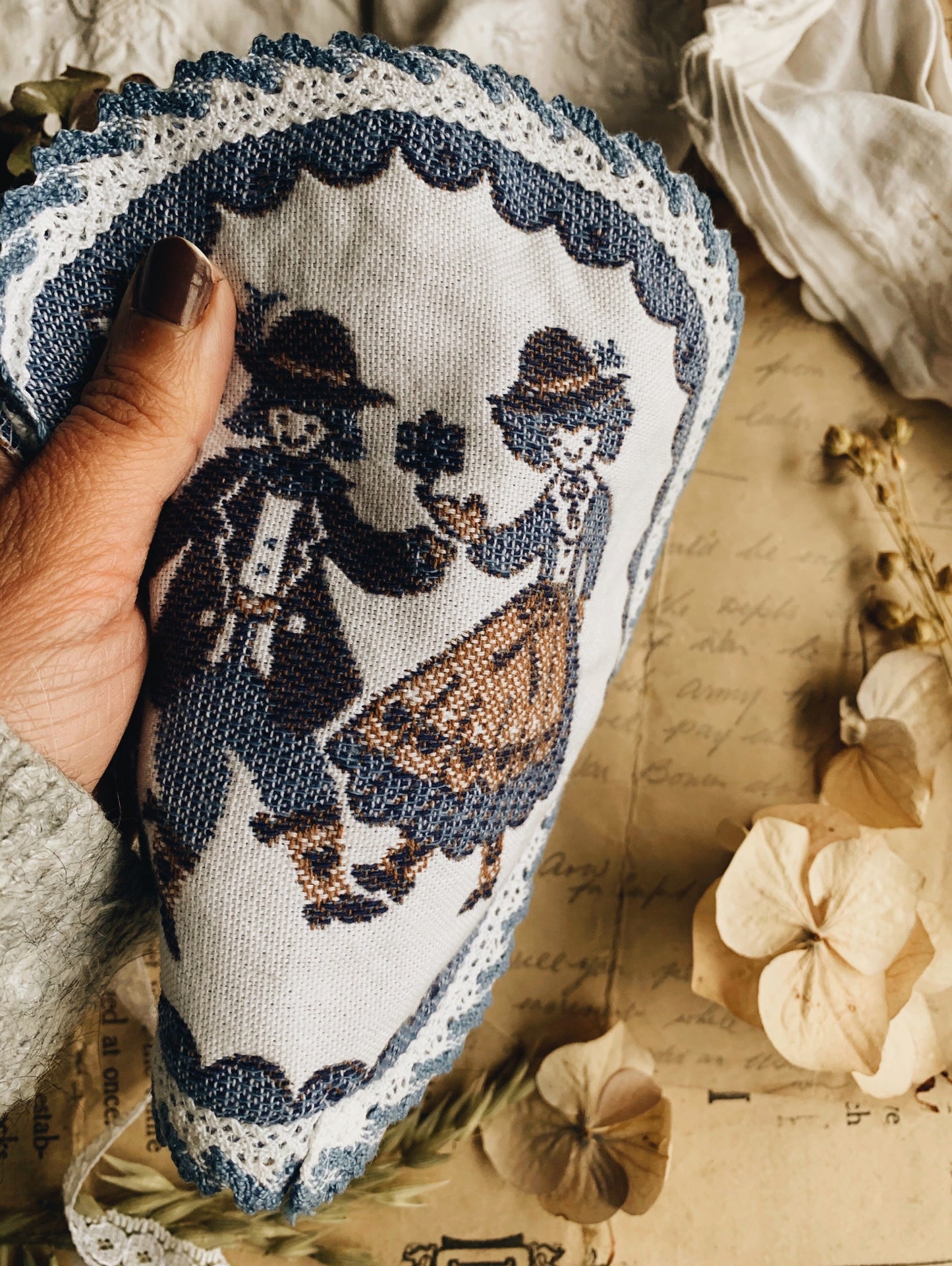 Vintage Dutch Embroidery Doily