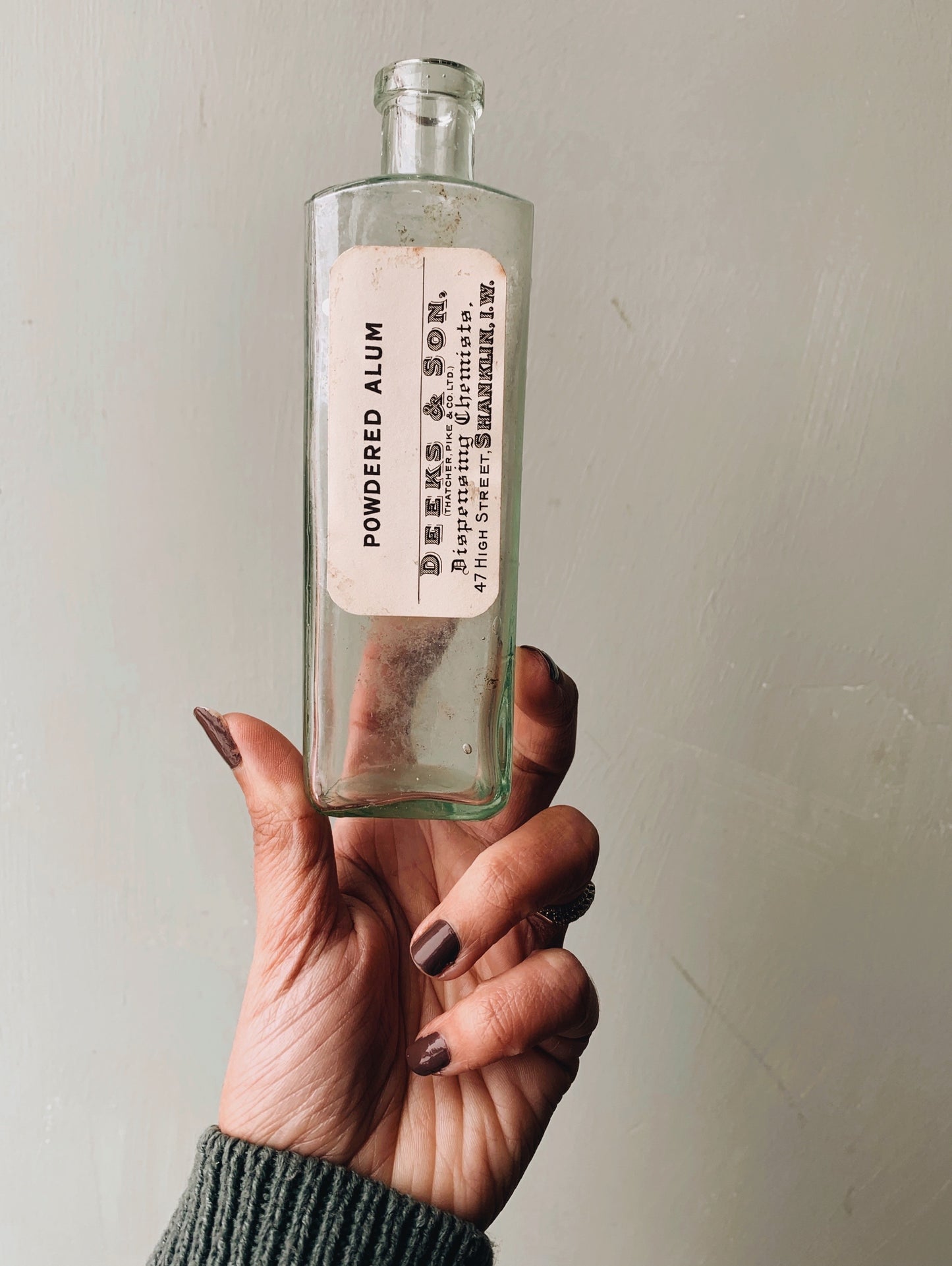 Antique Powered Alum Apothecary Bottle