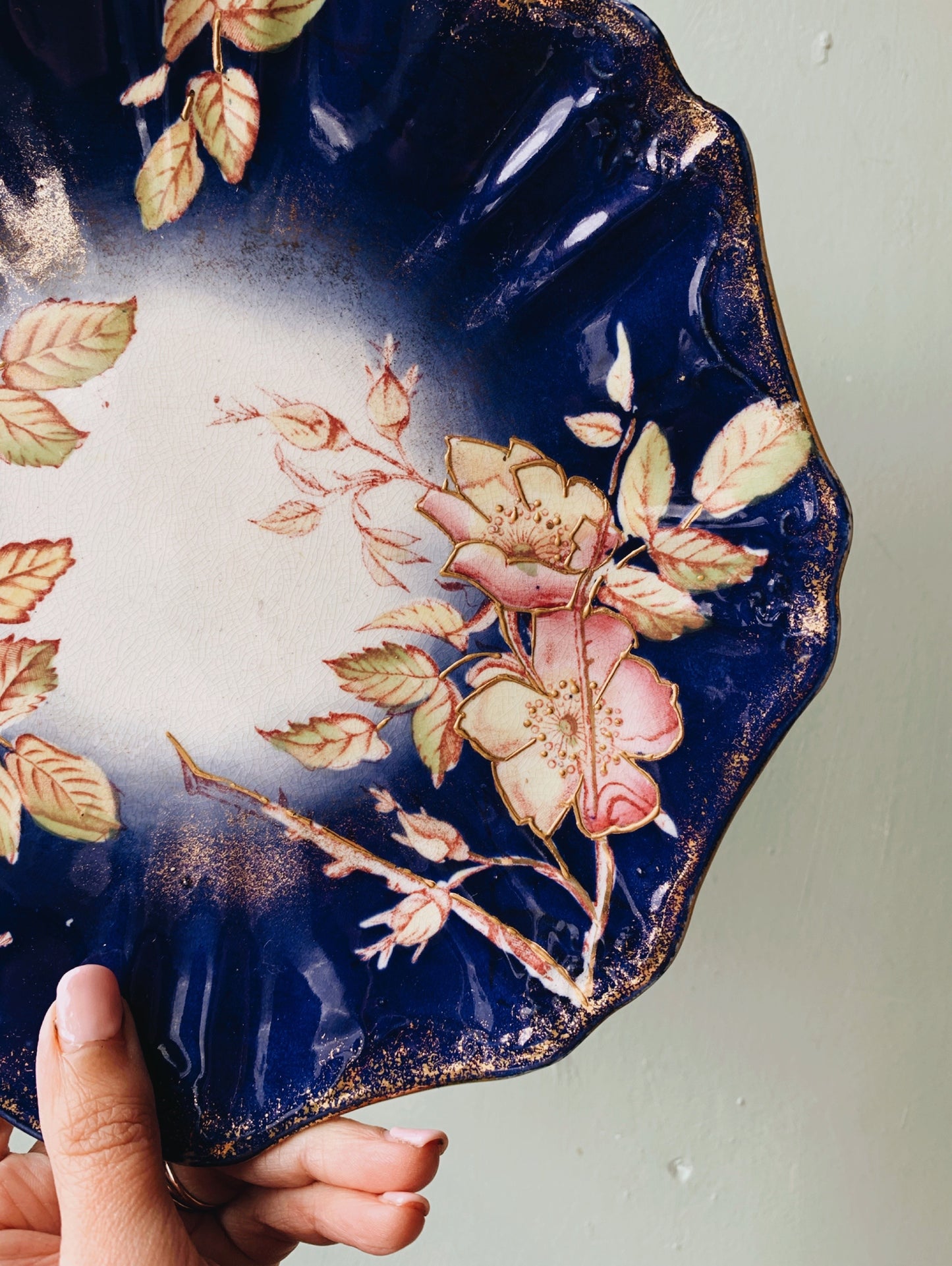 Antique Early 1900’s Hand~glazed Decorative Gilt Plate