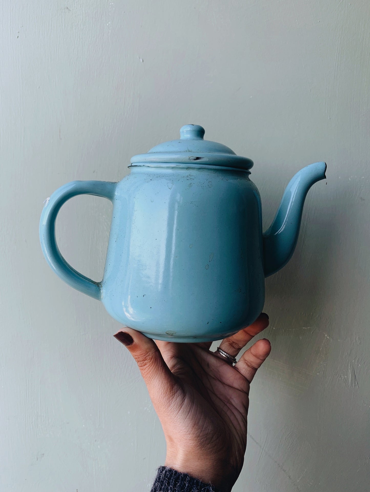 Vintage Blue Enamel Teapot