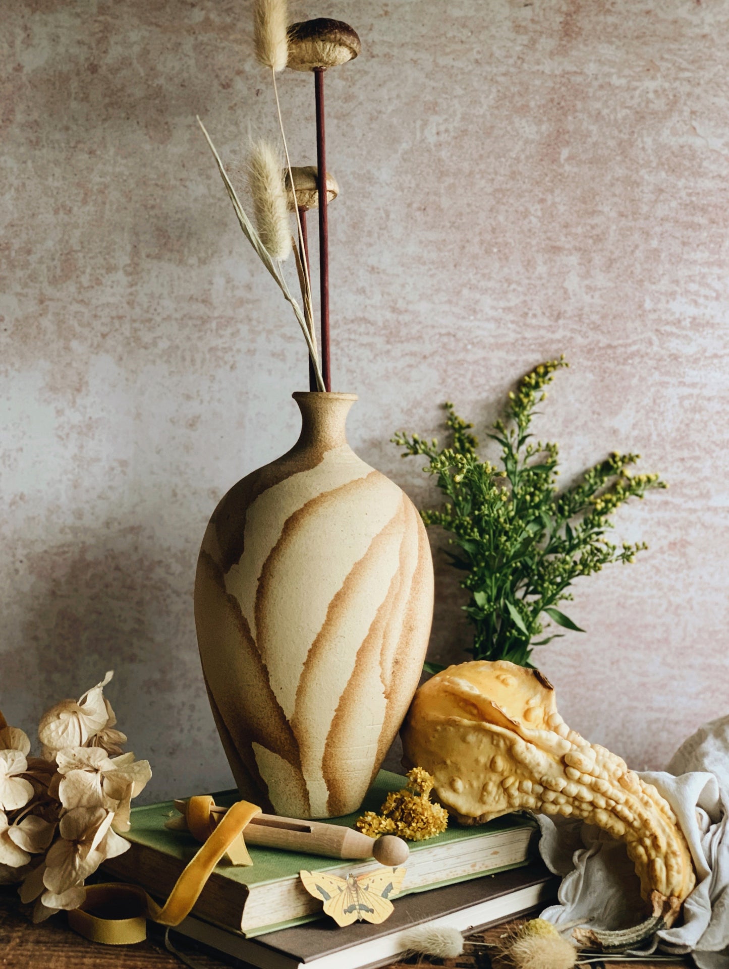Rustic Hand~thrown Tiger Glaze Vase