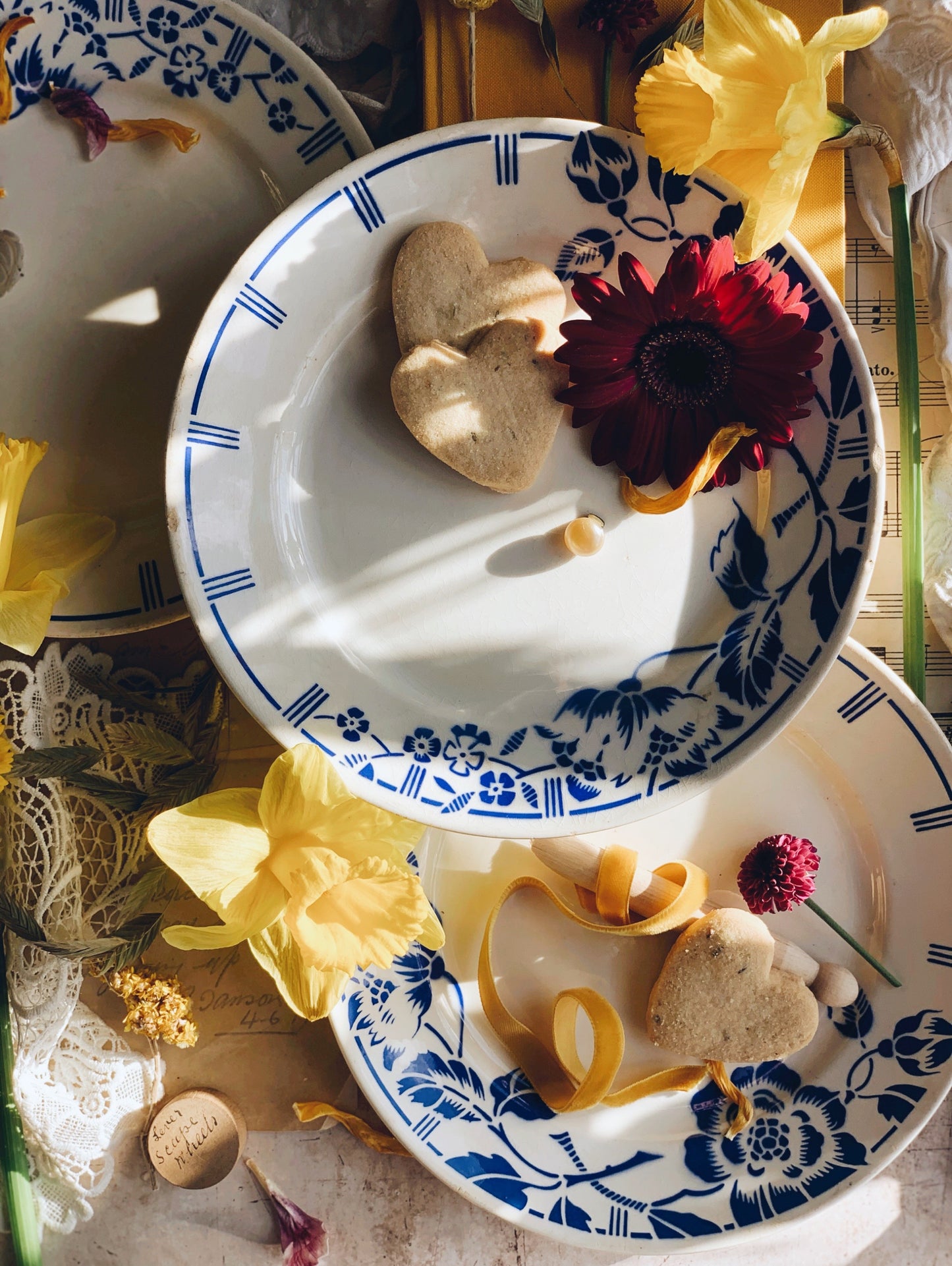 Antique K&G Luneville French Blue Floral Plate (three available)