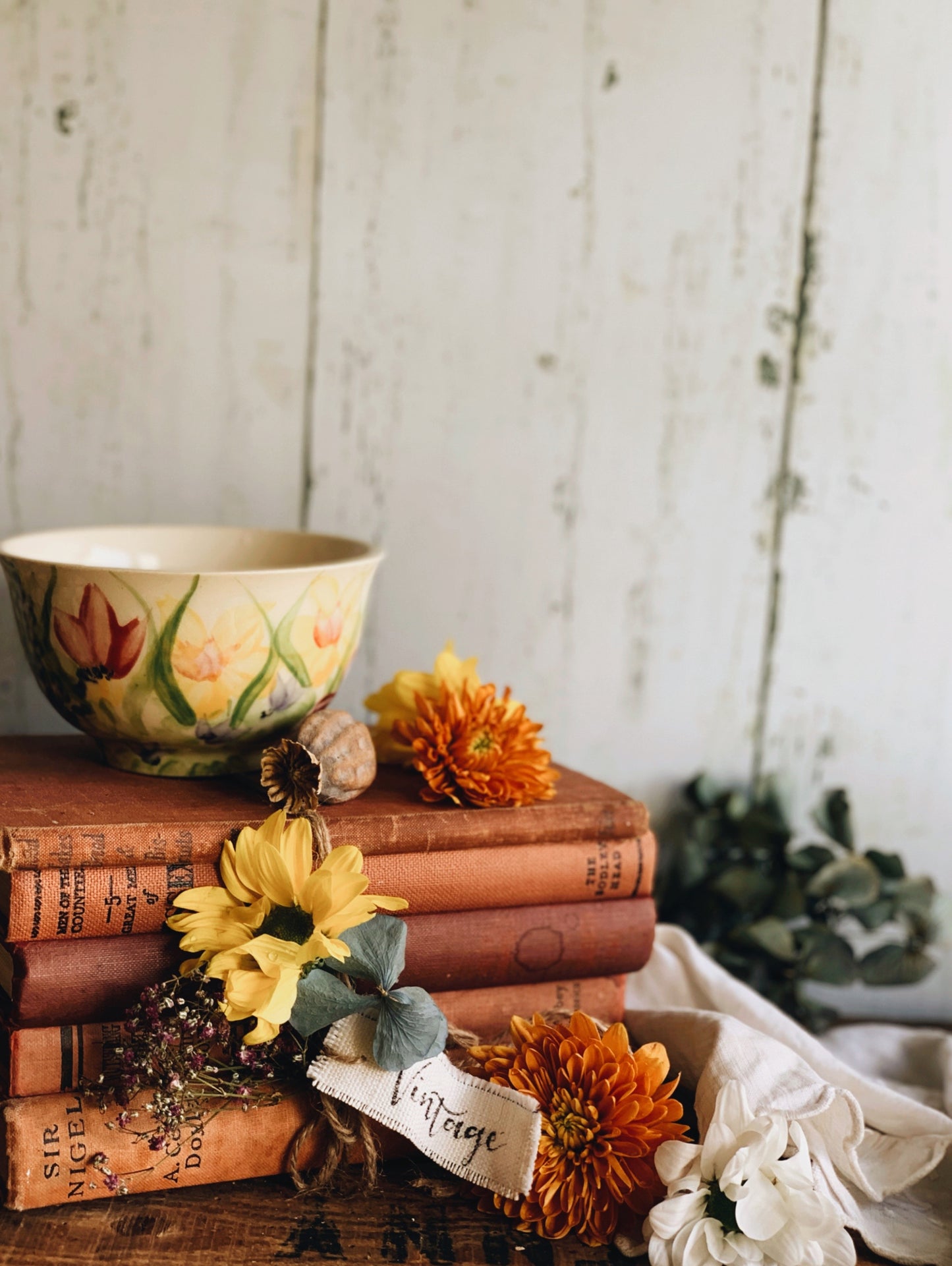 Vintage Hand~painted Floral Bowl