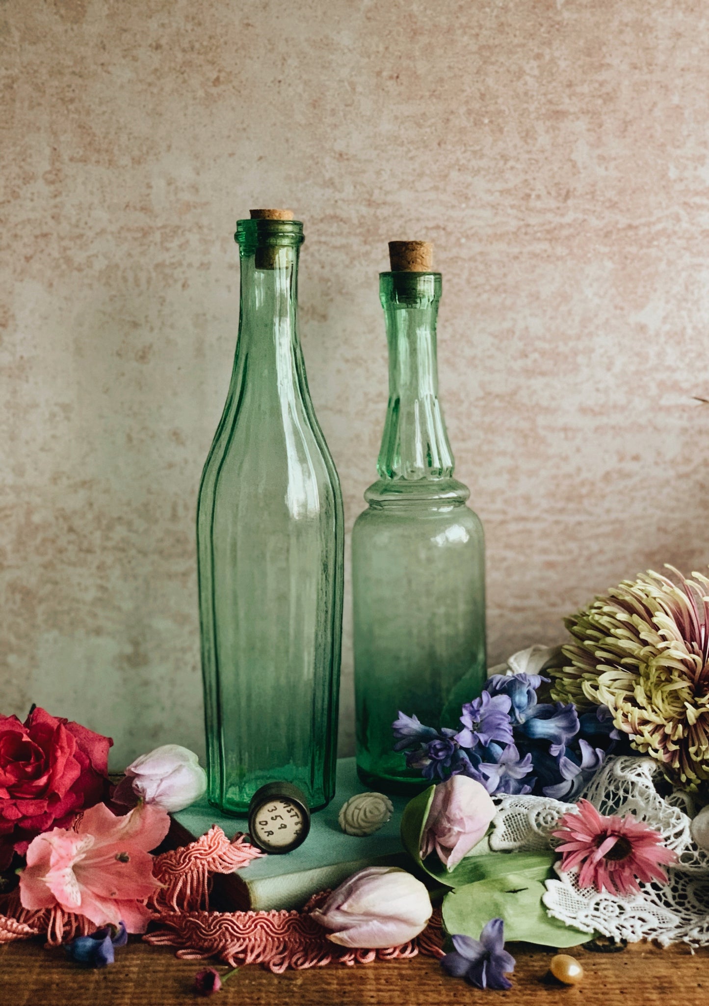 Two Vintage Green Bottles