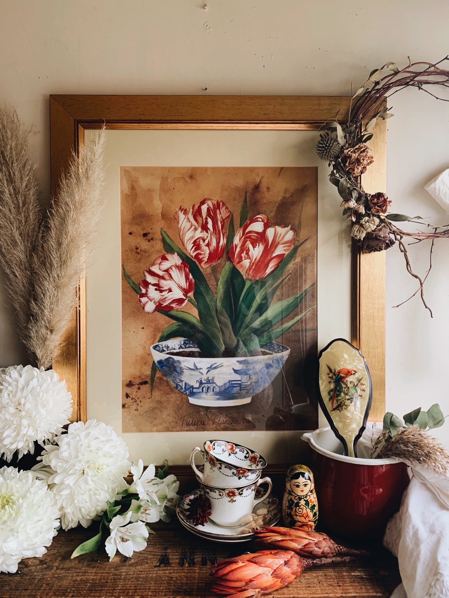 Large Vintage Framed Tulipa Print (UK shipping only)