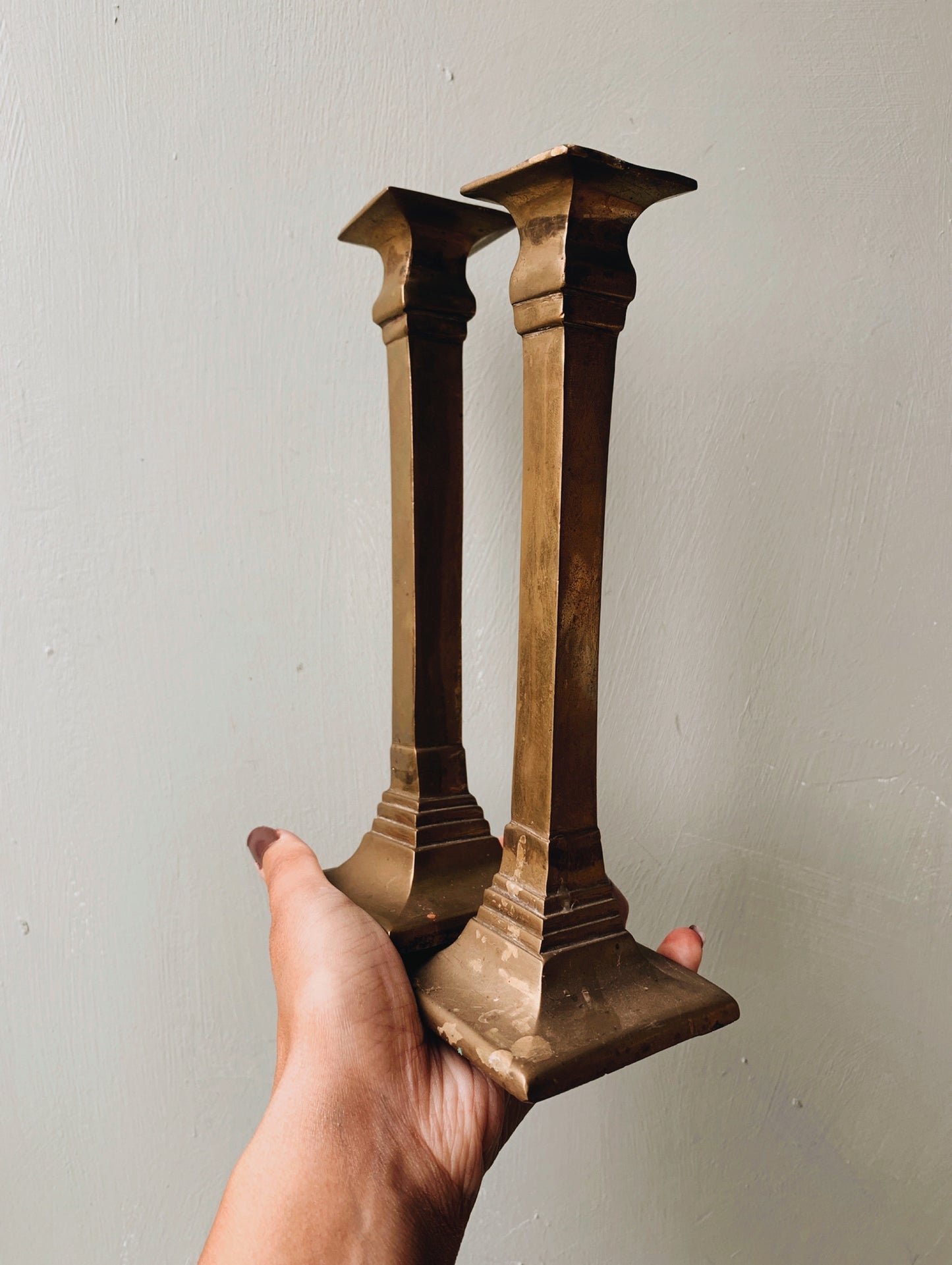 Two Vintage Brass Candle Sticks