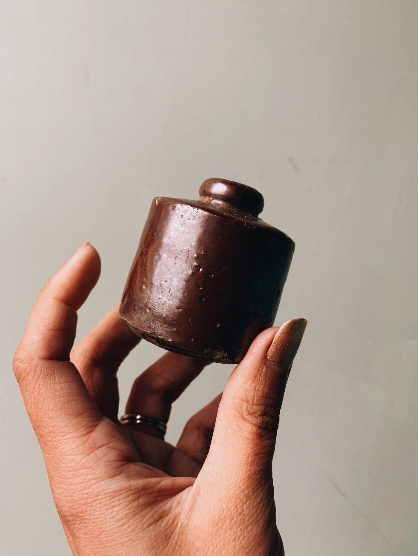 Early 1900’s Brown Stone Ink Pot