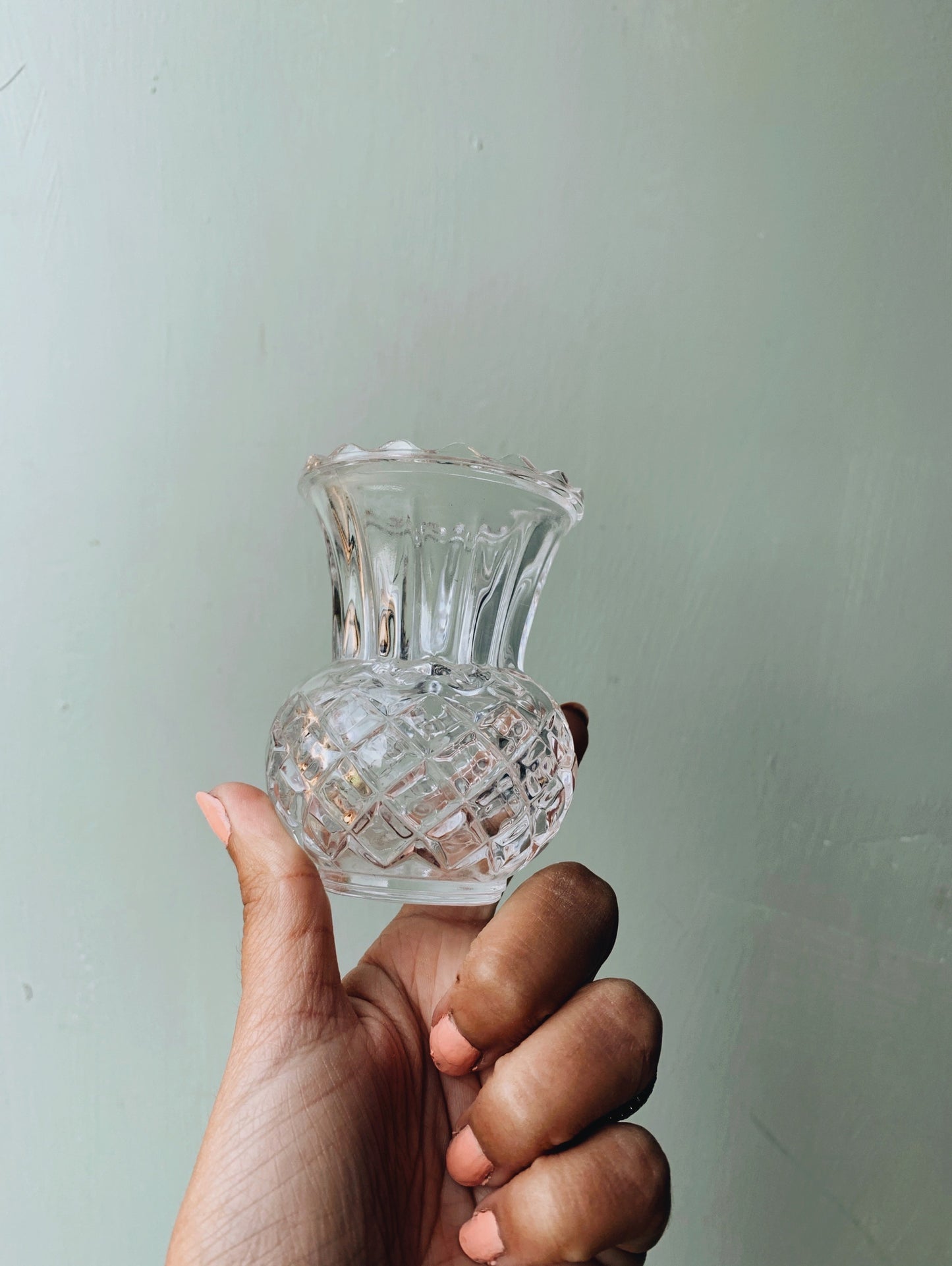 Vintage Thistle Glass Posy Vase