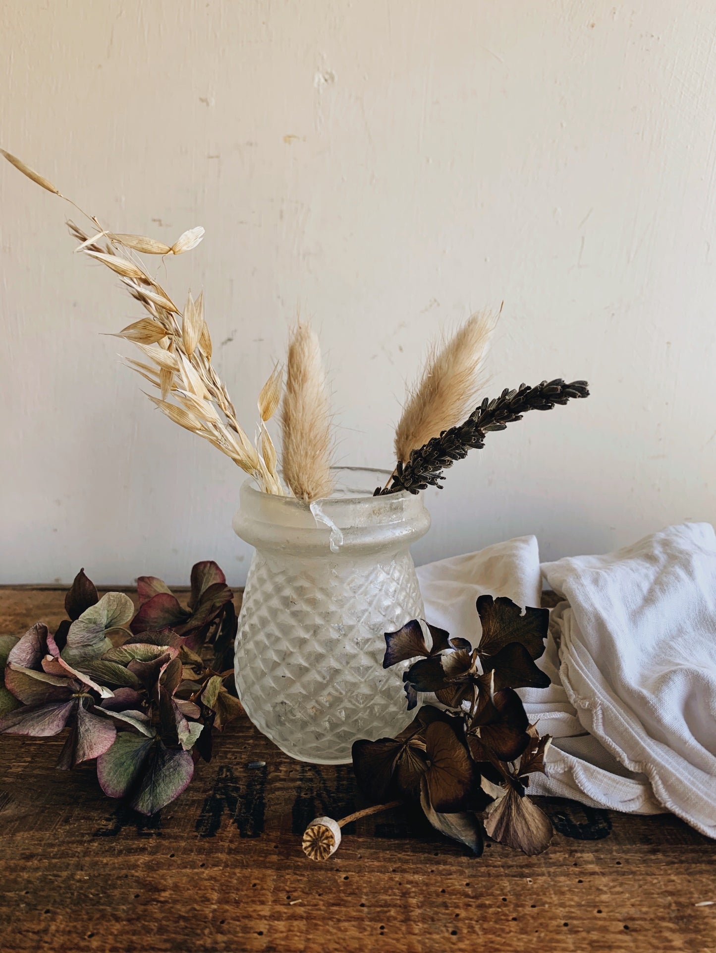 Vintage Rustic French Glass Pot