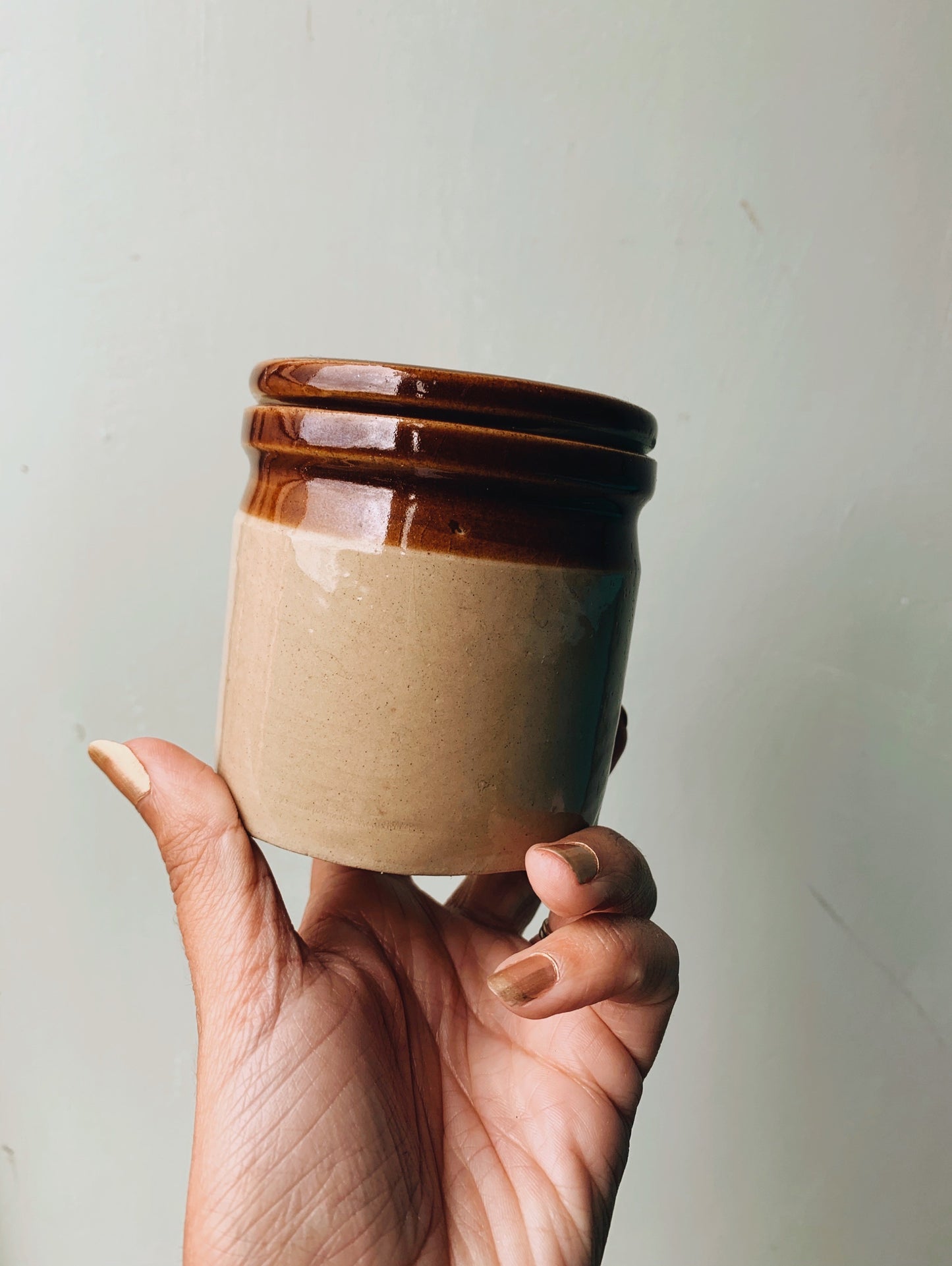 Vintage Rustic Two Tone Glazed Pot