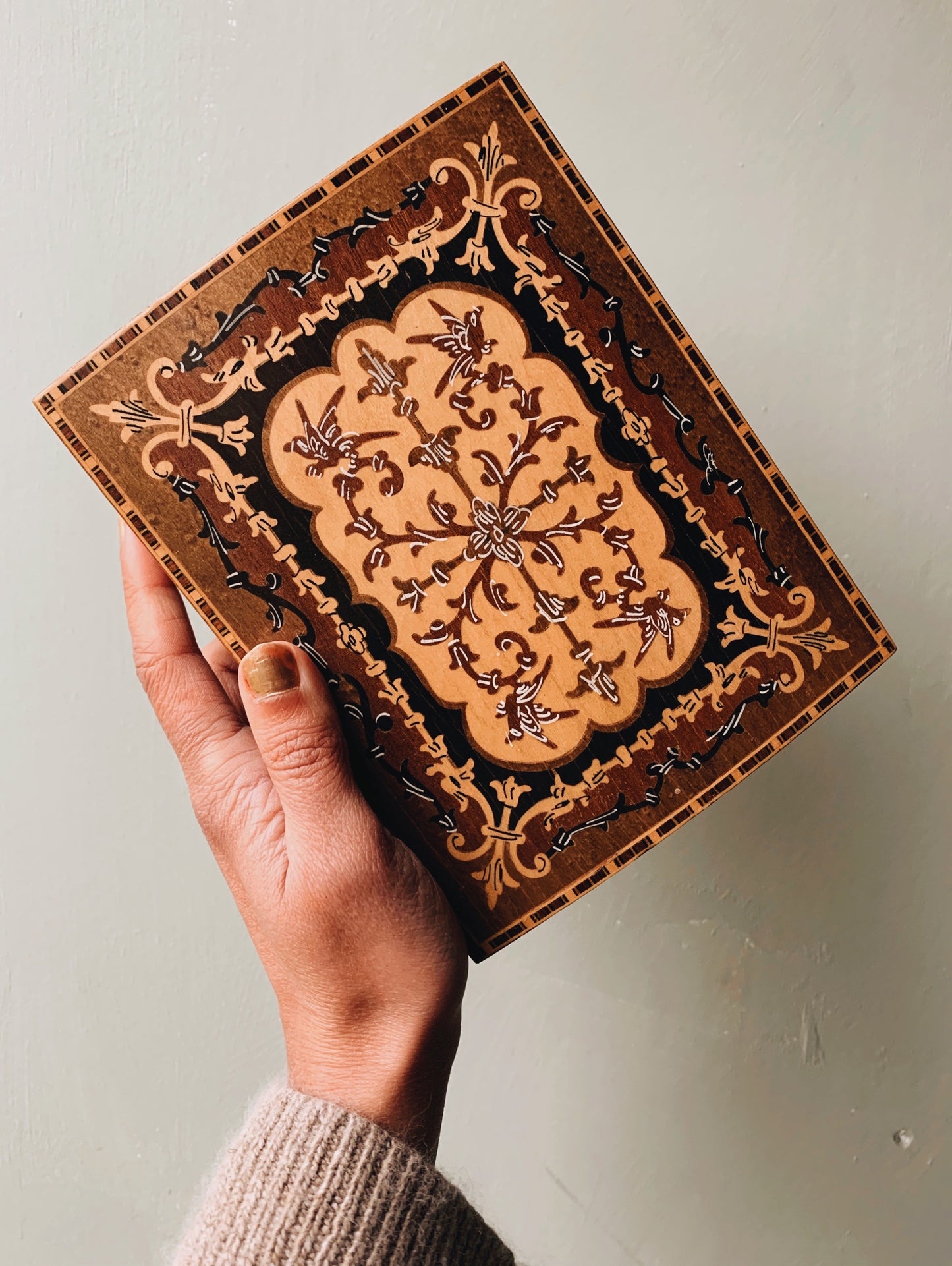 Vintage Wooden Parquet Floral Book