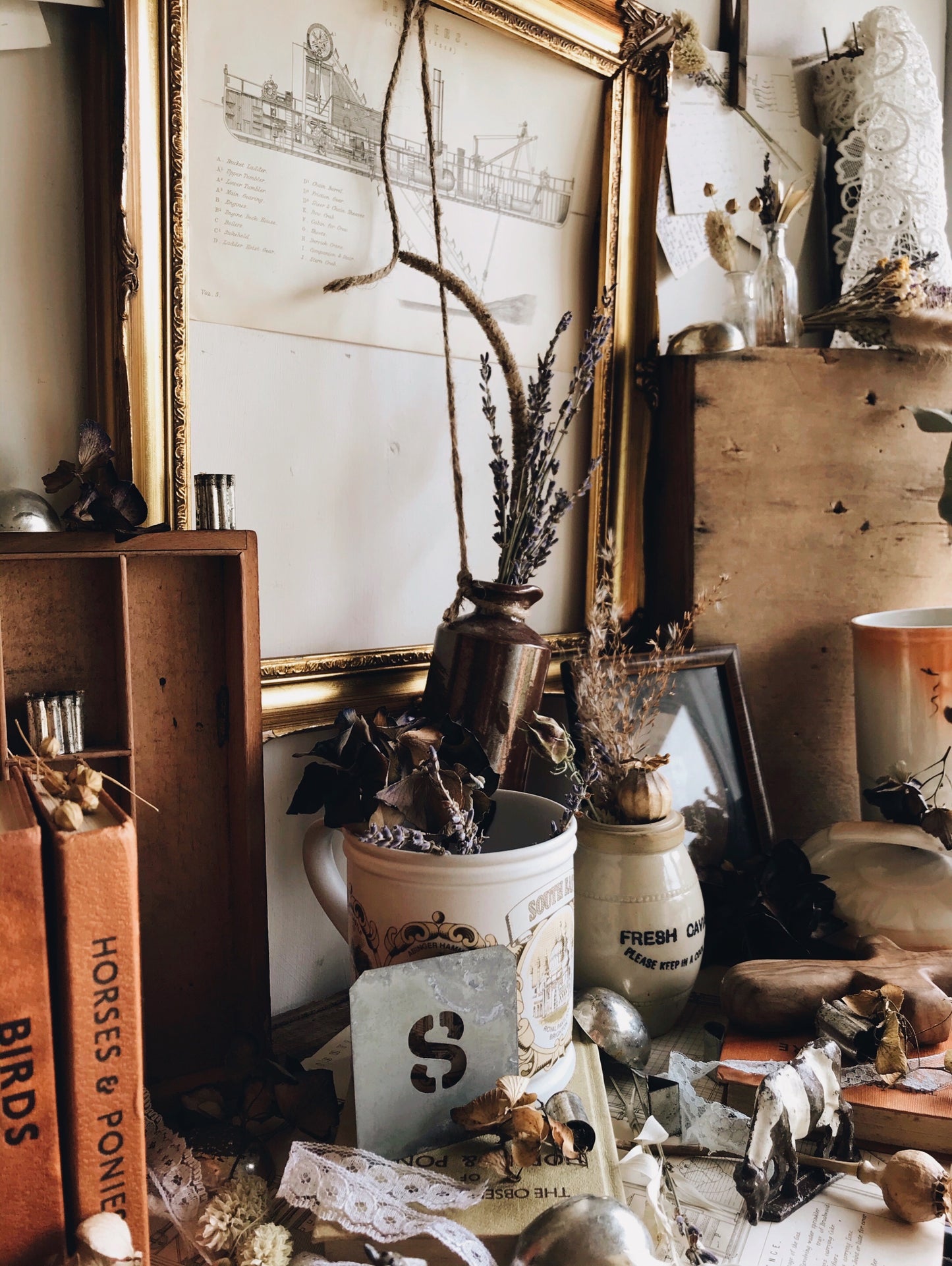 Vintage Wooden Rustic Pencil Case / Tray