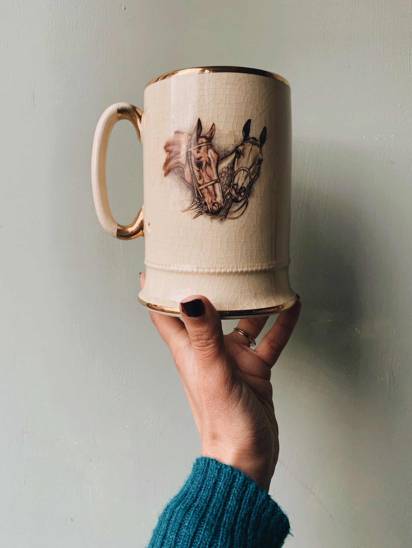 Antique Arthur Wood Horse Ceramic Tankard