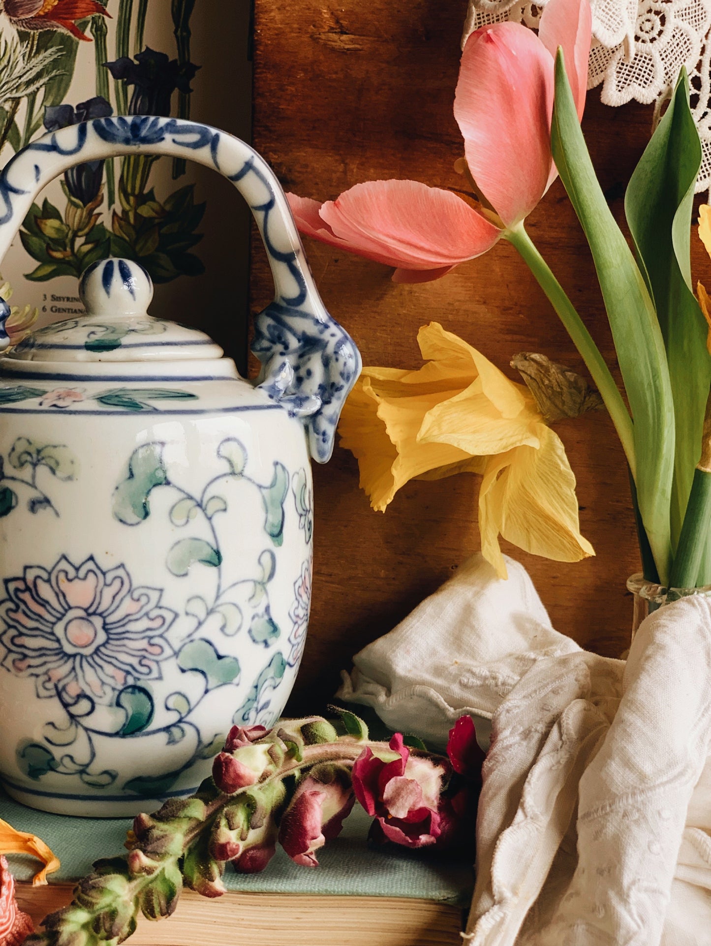 Antique Floral Ming Chinese Teapot