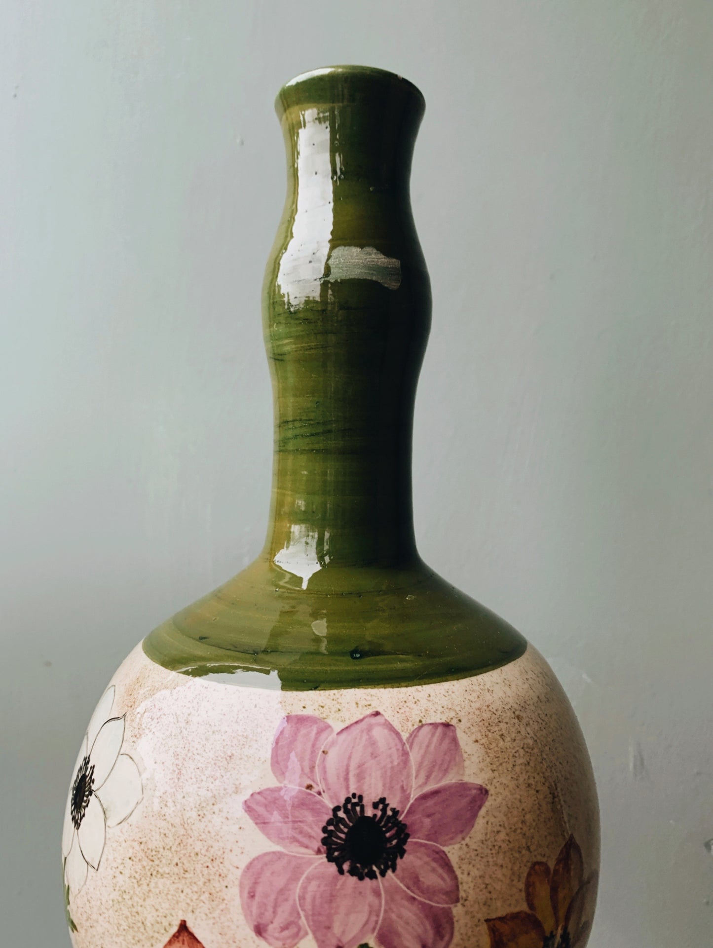 Rustic European Floral Vase ~ Cyprus Hand~painted (UK SHIPPING ONLY)