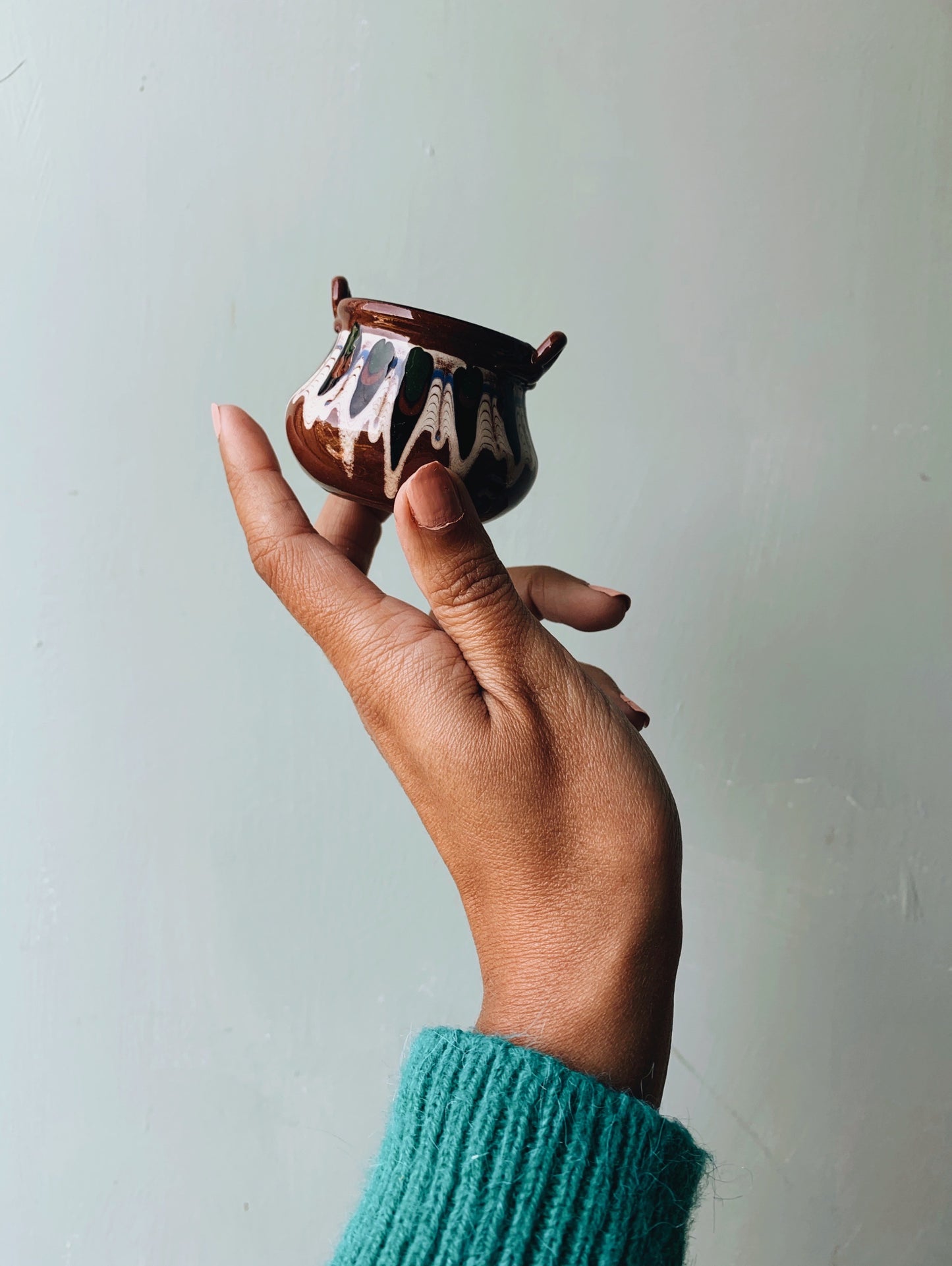 Vintage Mini Hanging Drip Glaze Planter