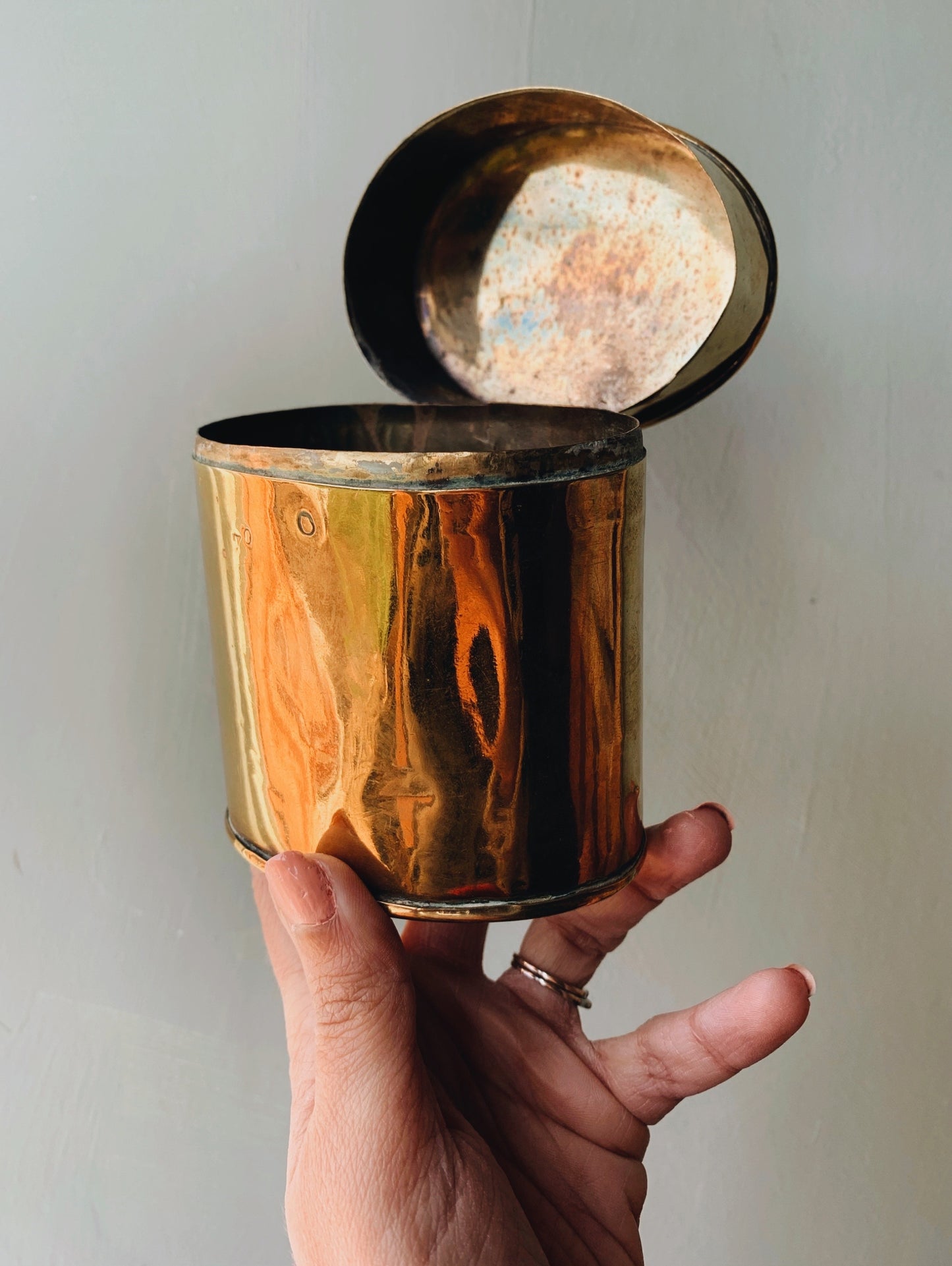Antique Brass plated Pot (embossed numbers on the front)