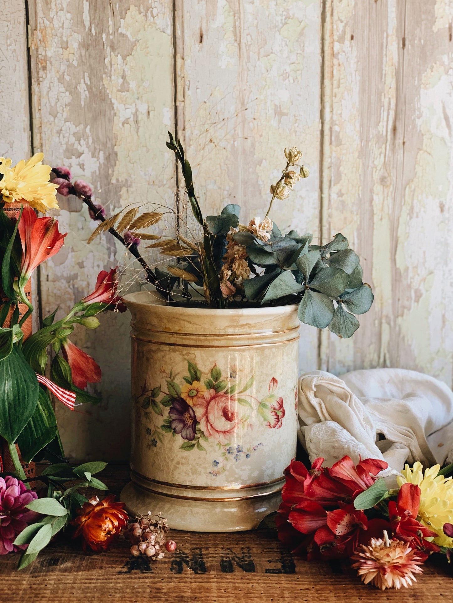 Antique Staffordshire Rose Planter