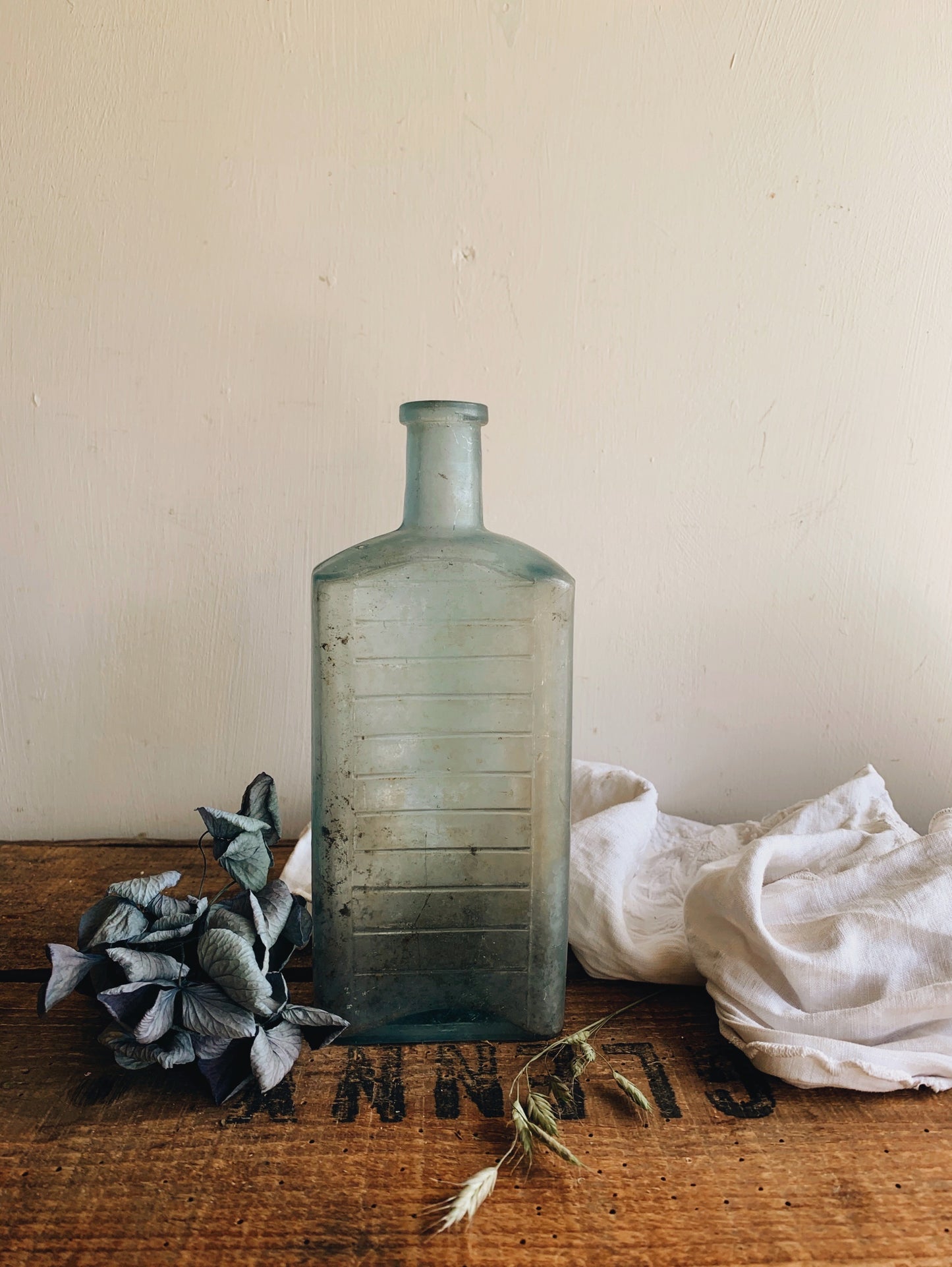 Large Antique Blue / Green Bottle