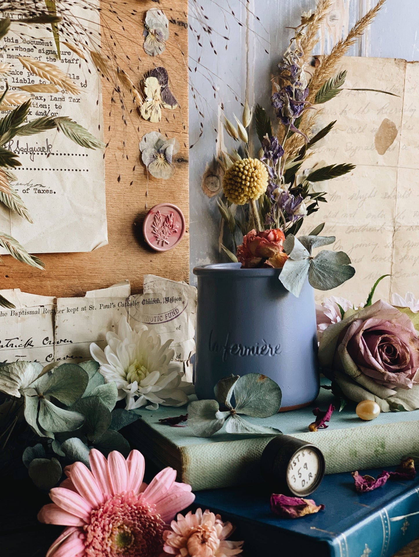 French Ceramic Cornflower Pot