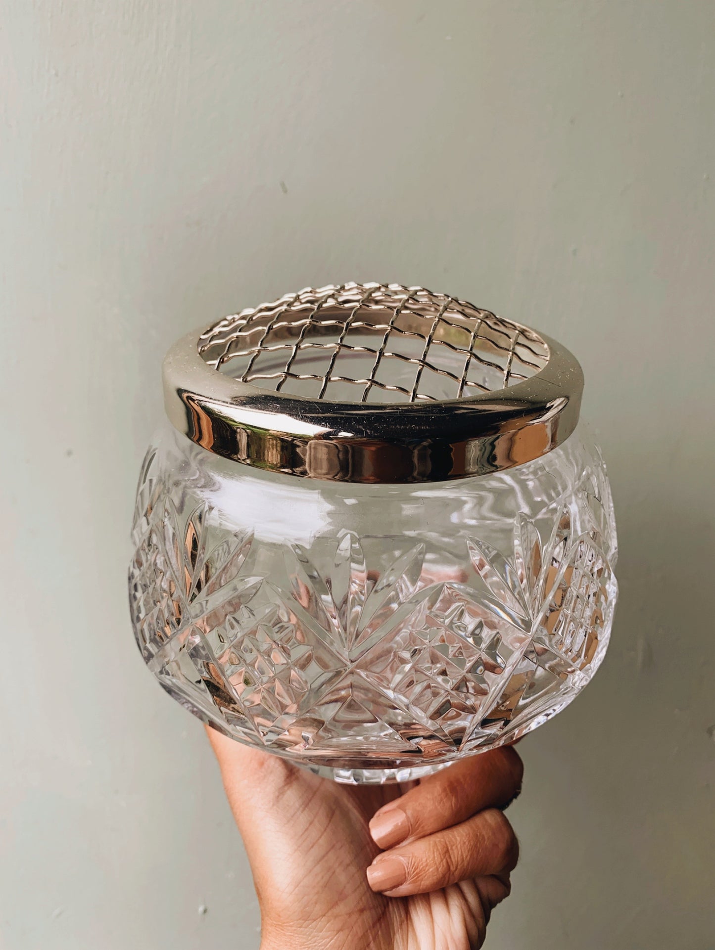 Vintage Engraved Glass Dutch Frog Floral Vase