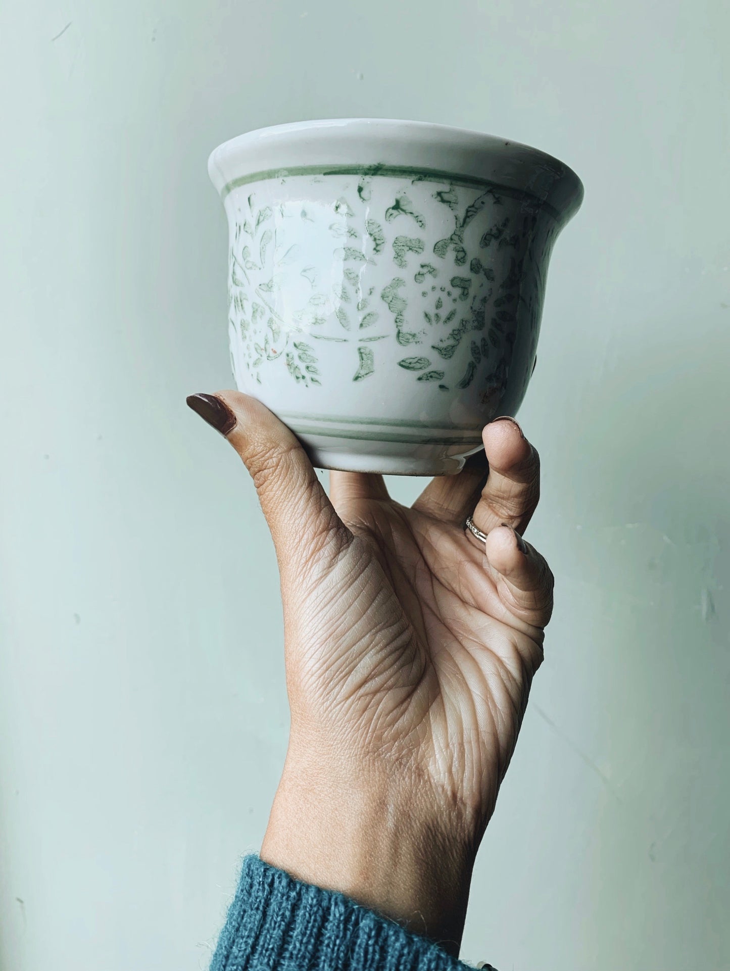 Rustic Green Decorative Planter