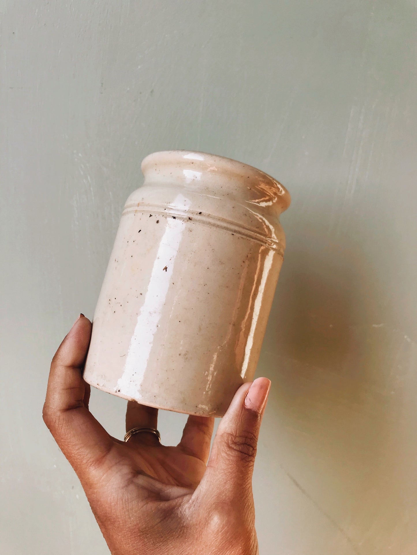 Vintage 18th Century Stoneware Pot - Stone & Sage
