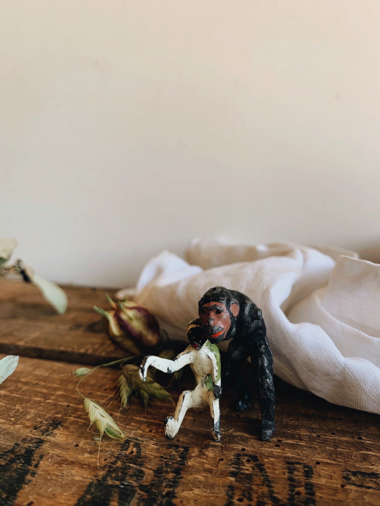 Two Vintage Lead Monkey (2)