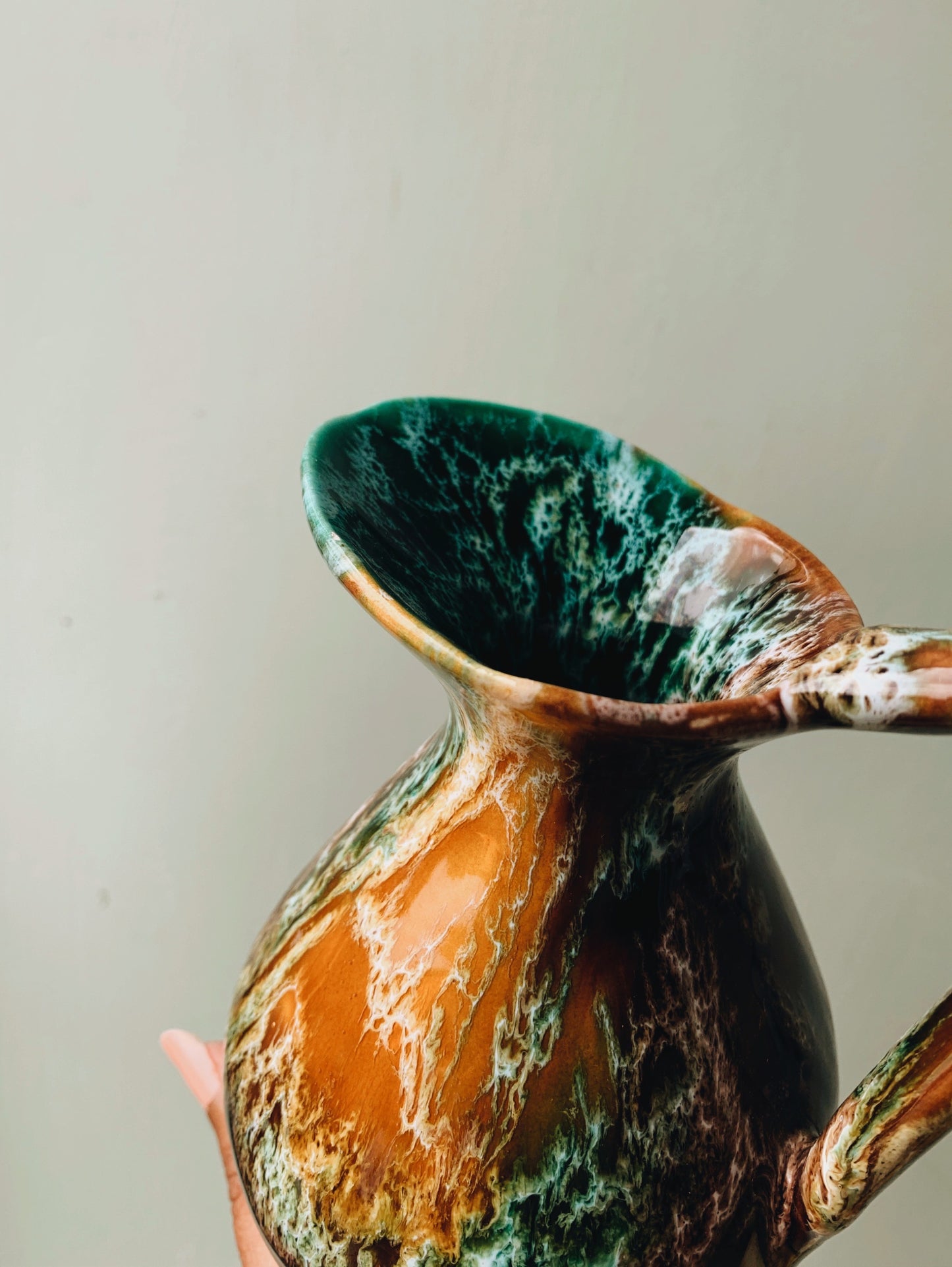 Vintage Marble Green Glaze Jug