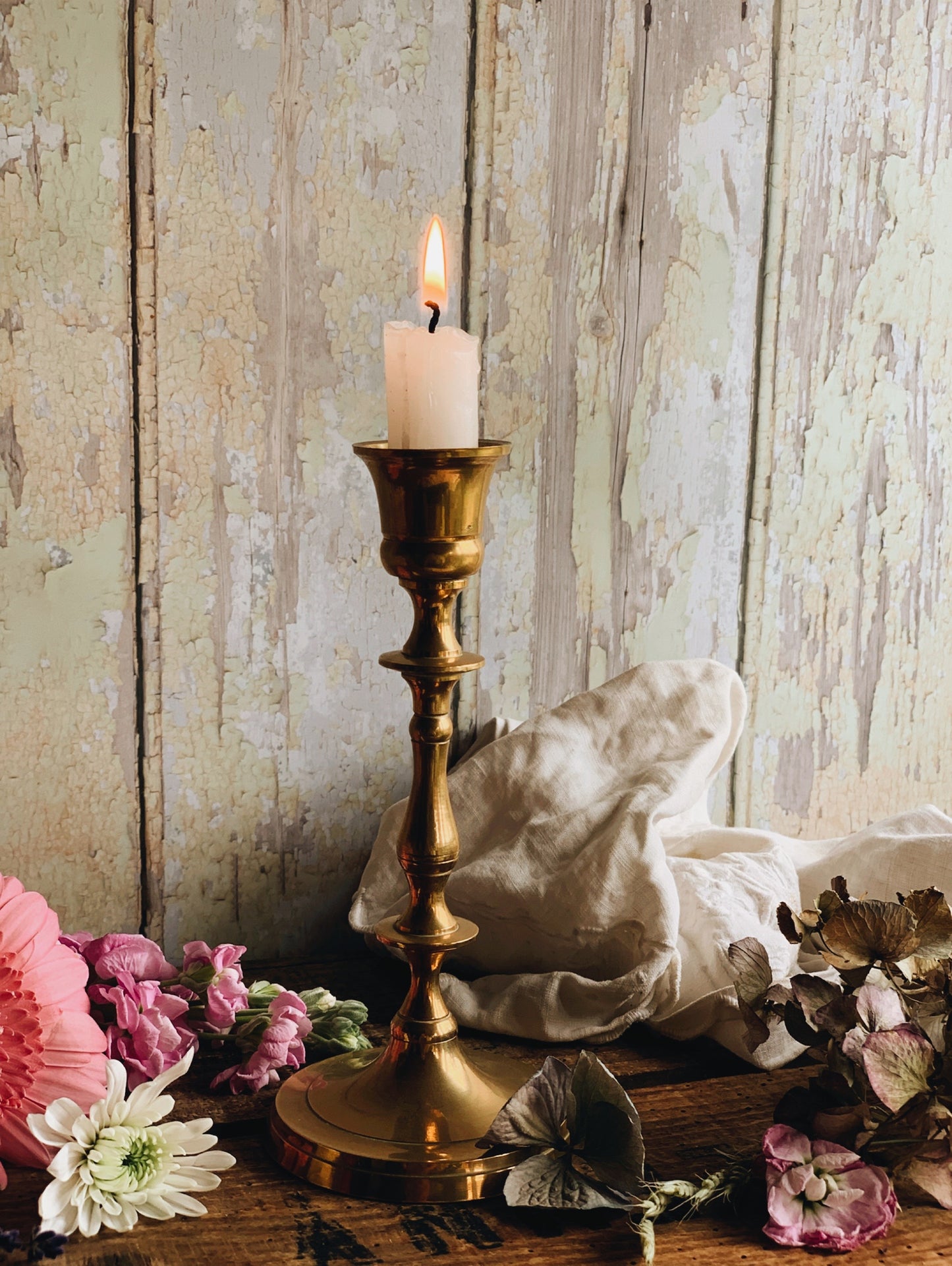 Two Vintage Brass Candle Sticks