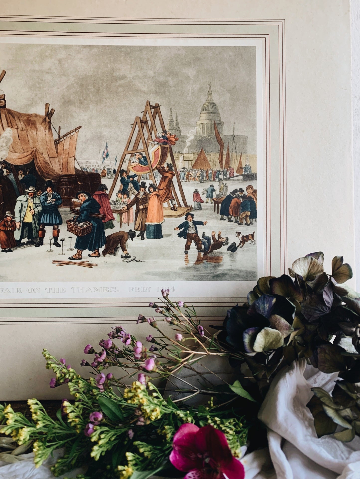 Extra Large Vintage Print ~ The Frost Fair On The River Thames (UK shipping only)