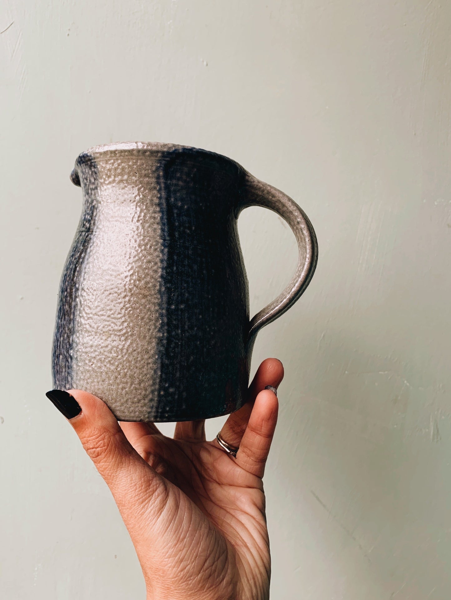 Vintage Blue & Cream Salt Glaze Jug
