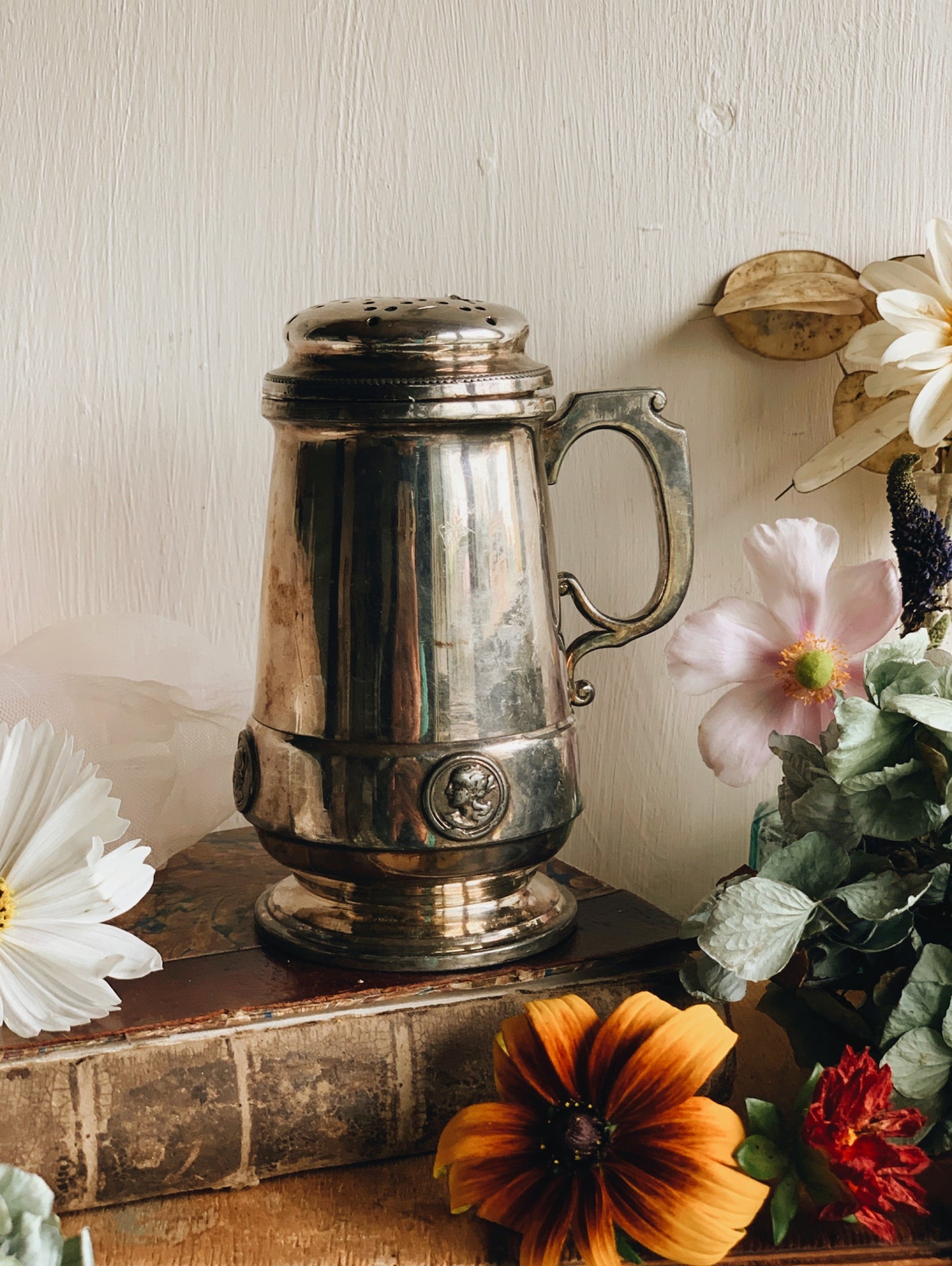 Antique Victorian Silver Relief Shaker
