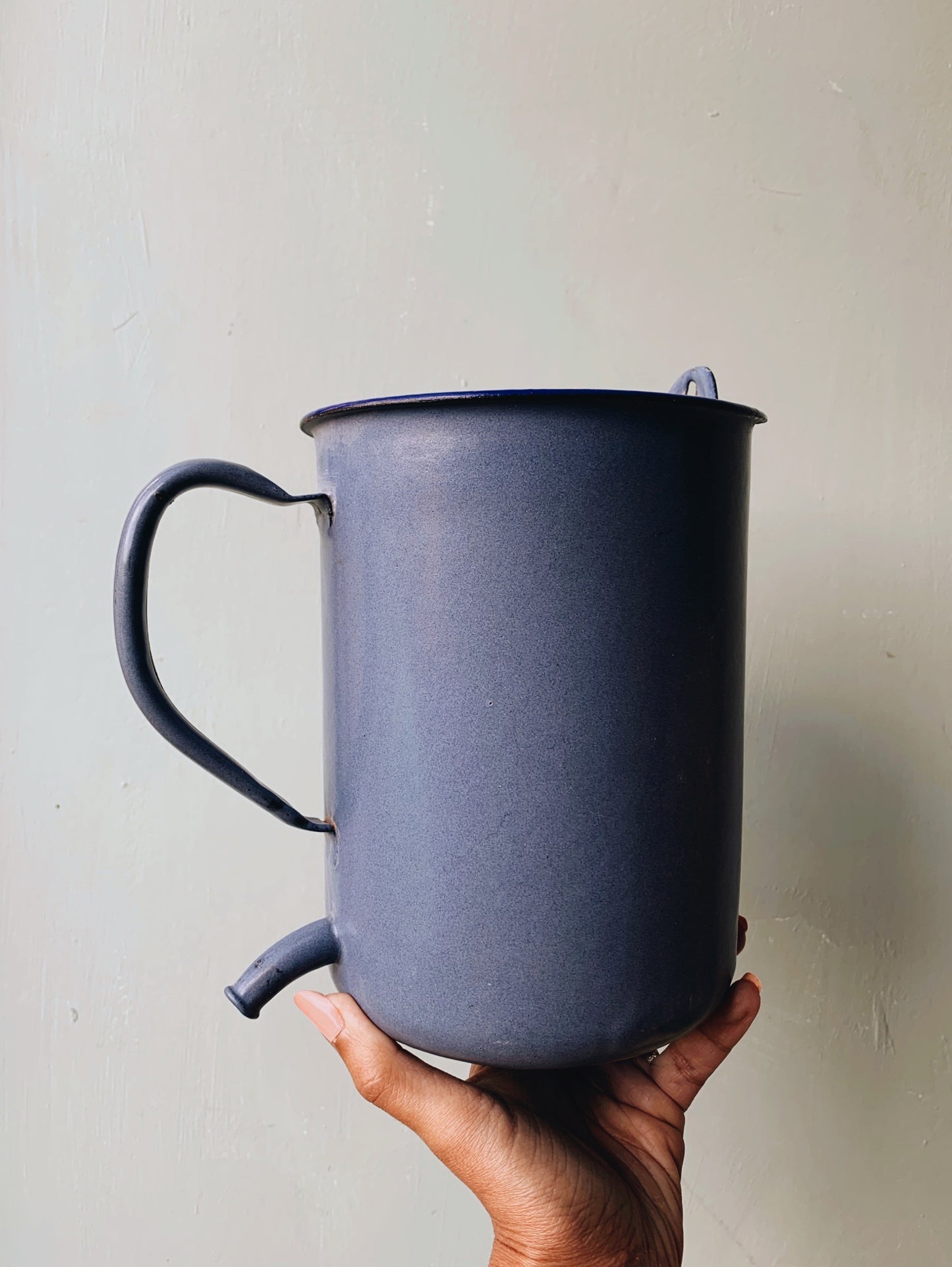 Vintage French Blue Enamel Measuring Jug