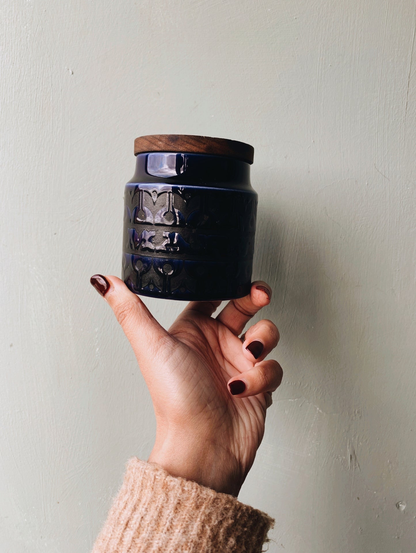 Retro Hornsea Heirloom Blue Marjoram (herb) Storage Jar