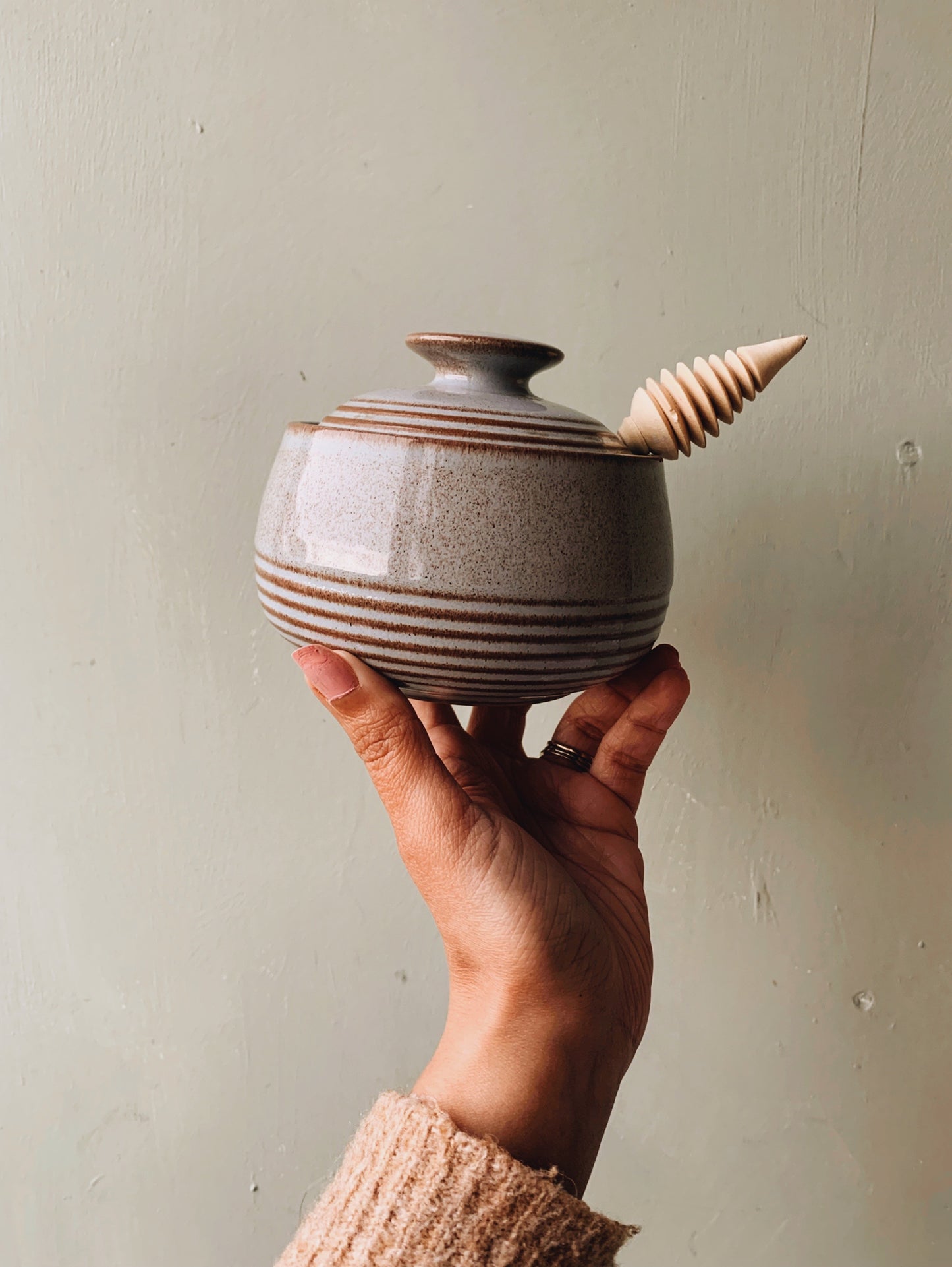 Vintage Blue Denby Honey Pot