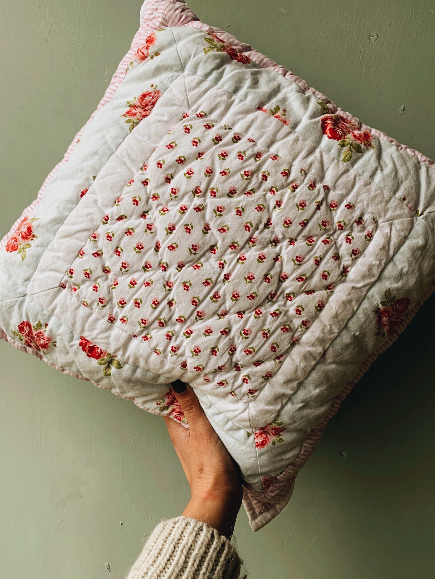 Whimsy Floral Quilted Cushion (UK SHIPPING ONLY)
