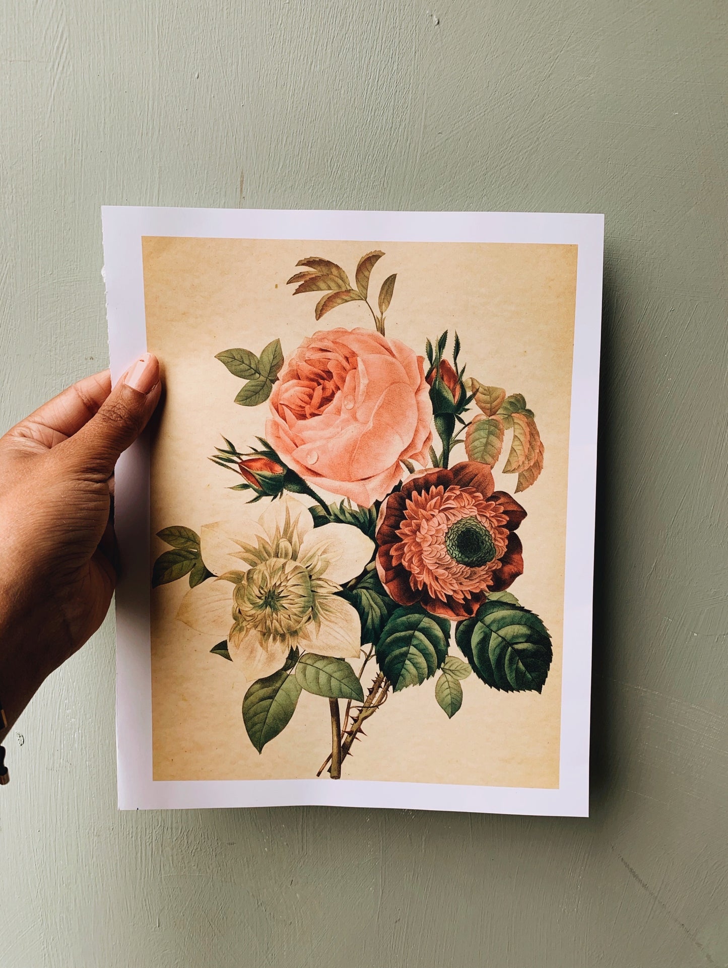 Vintage Style Rose Print