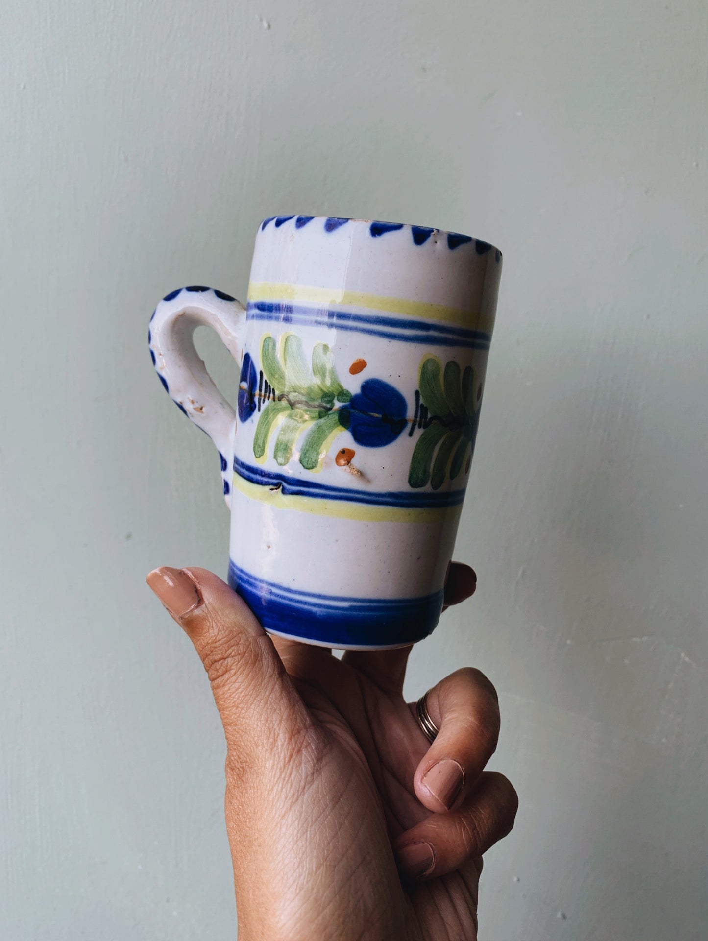Vintage Hand~painted Floral Tankard