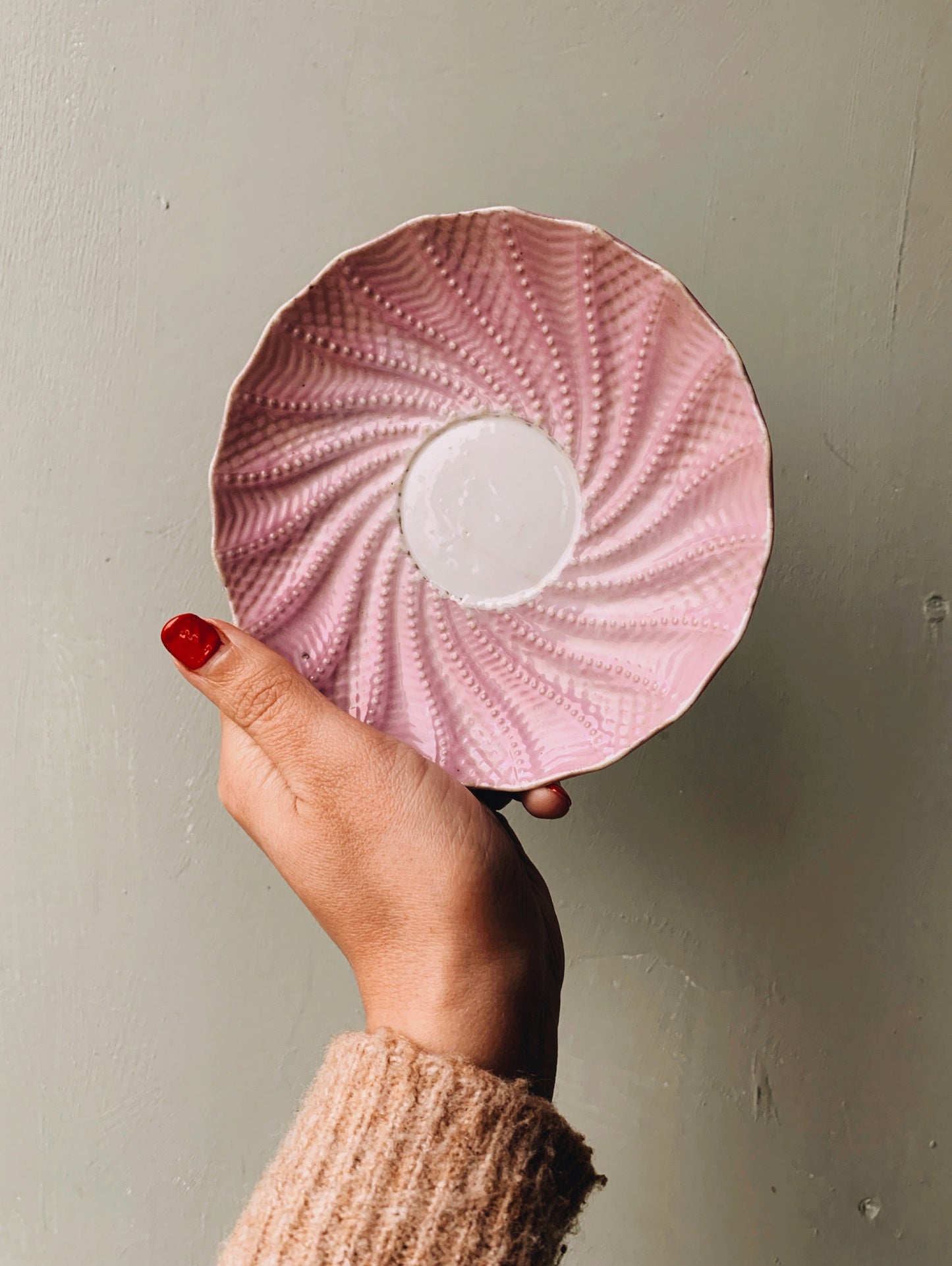 Antique Early 1900’s Pink Scalloped Cup & Saucer