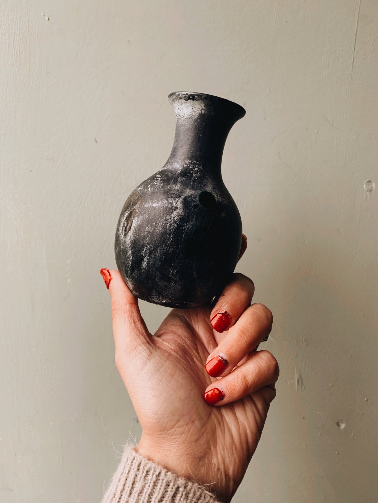 Vintage Black Glass Vase