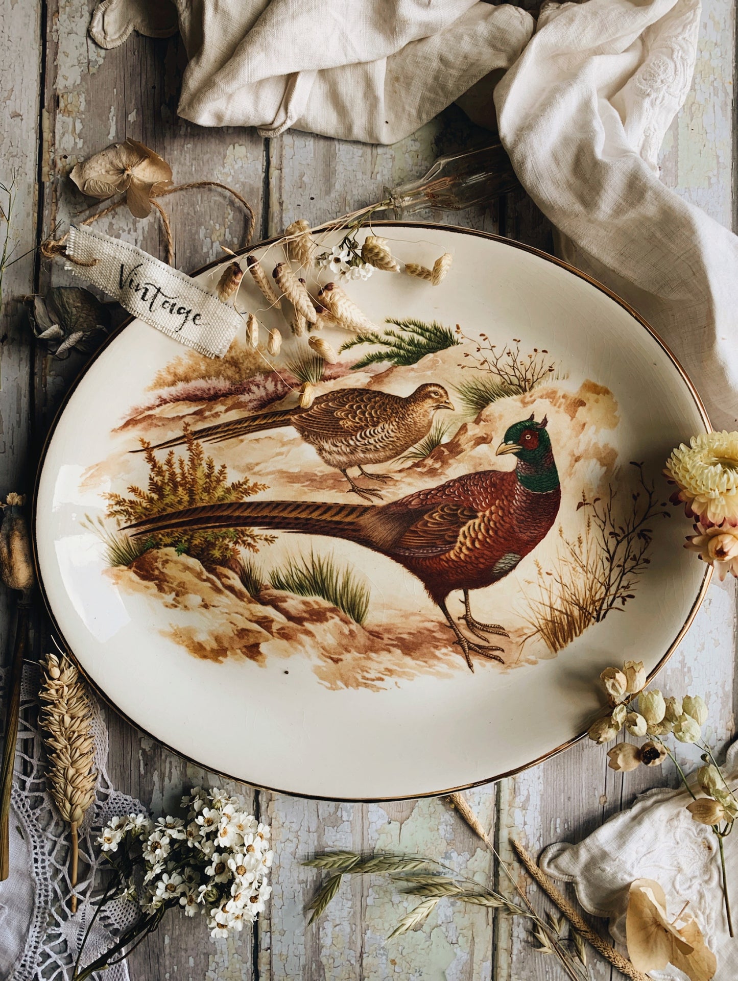 Vintage Meakin Pheasant Serving Plate (five available)