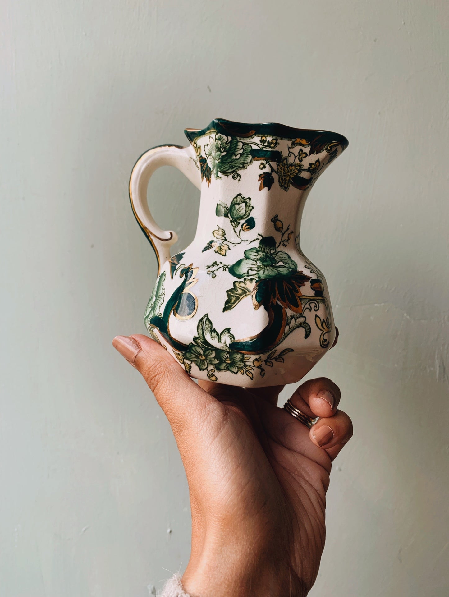 Antique Green Botanica Masons Jug