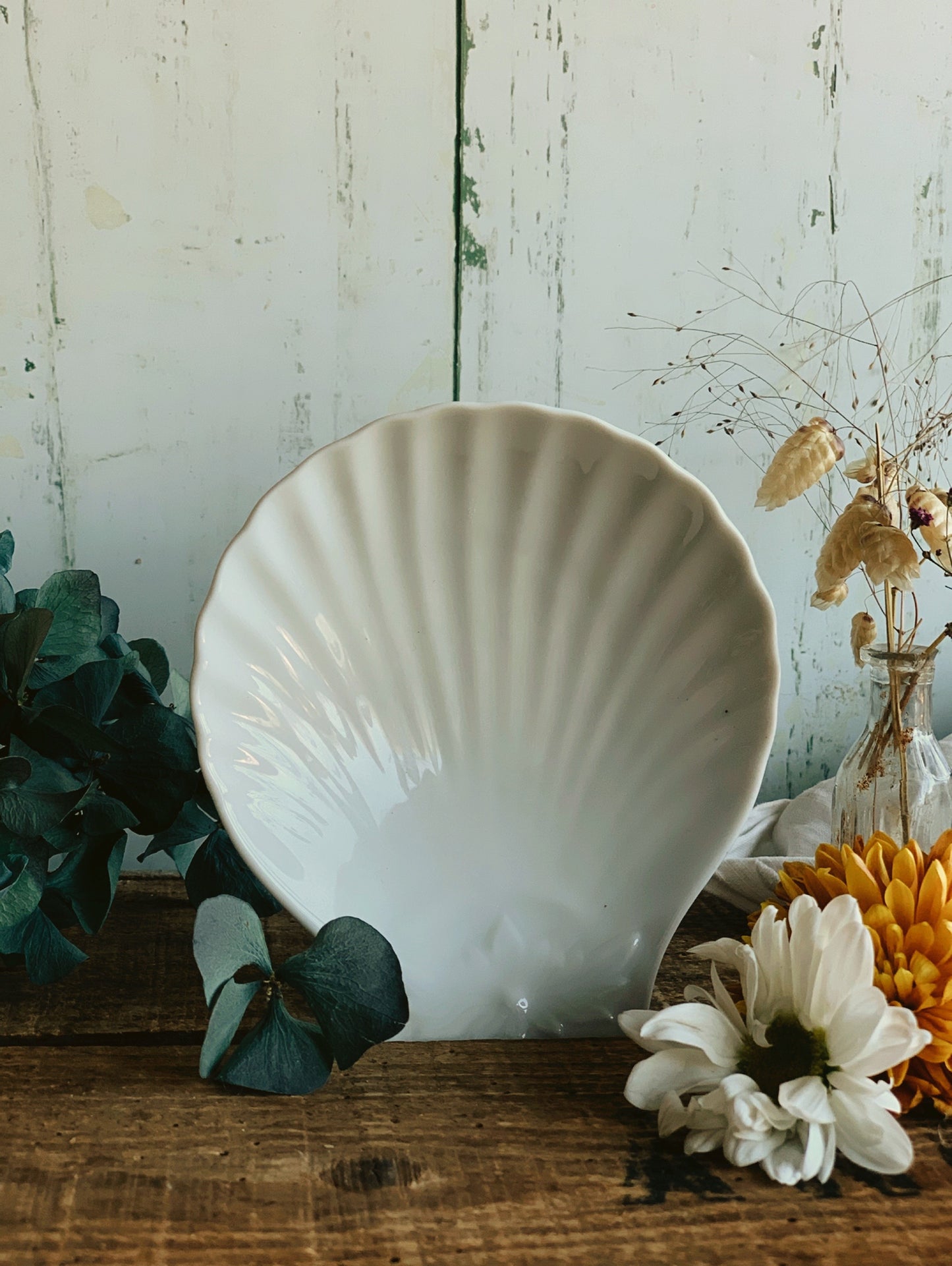 Vintage French Floral She’ll Porcelain Dish (two available & sold separately)